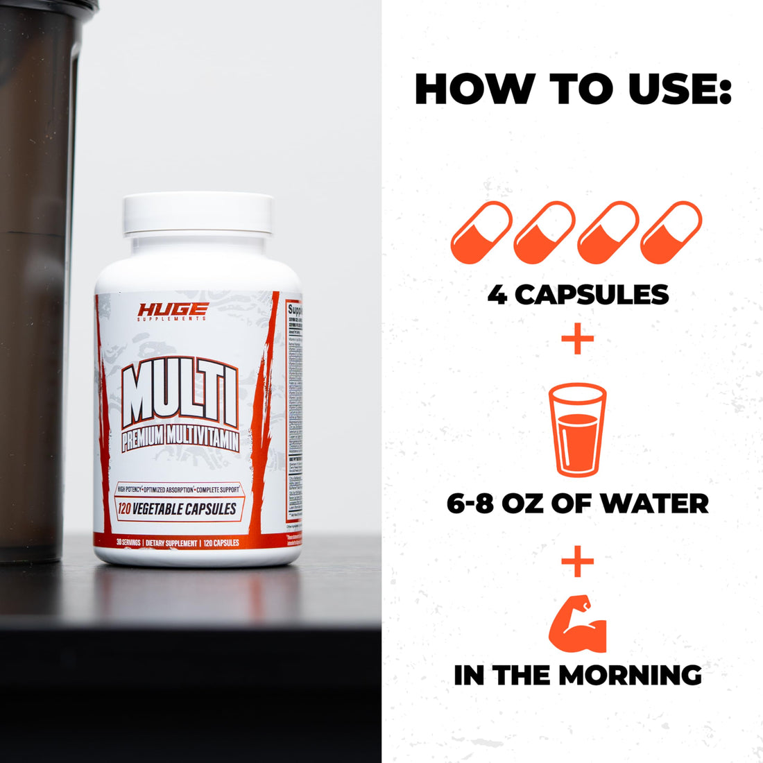 Huge Multi, Multivitamin for Men, High-Performance All-in-One Formula for Athletes & Bodybuilding, Vitamin & Mineral Replenishment, Supports Immune System & Healthy Hormone Levels (120 Capsules) Huge Supplements uk supplements