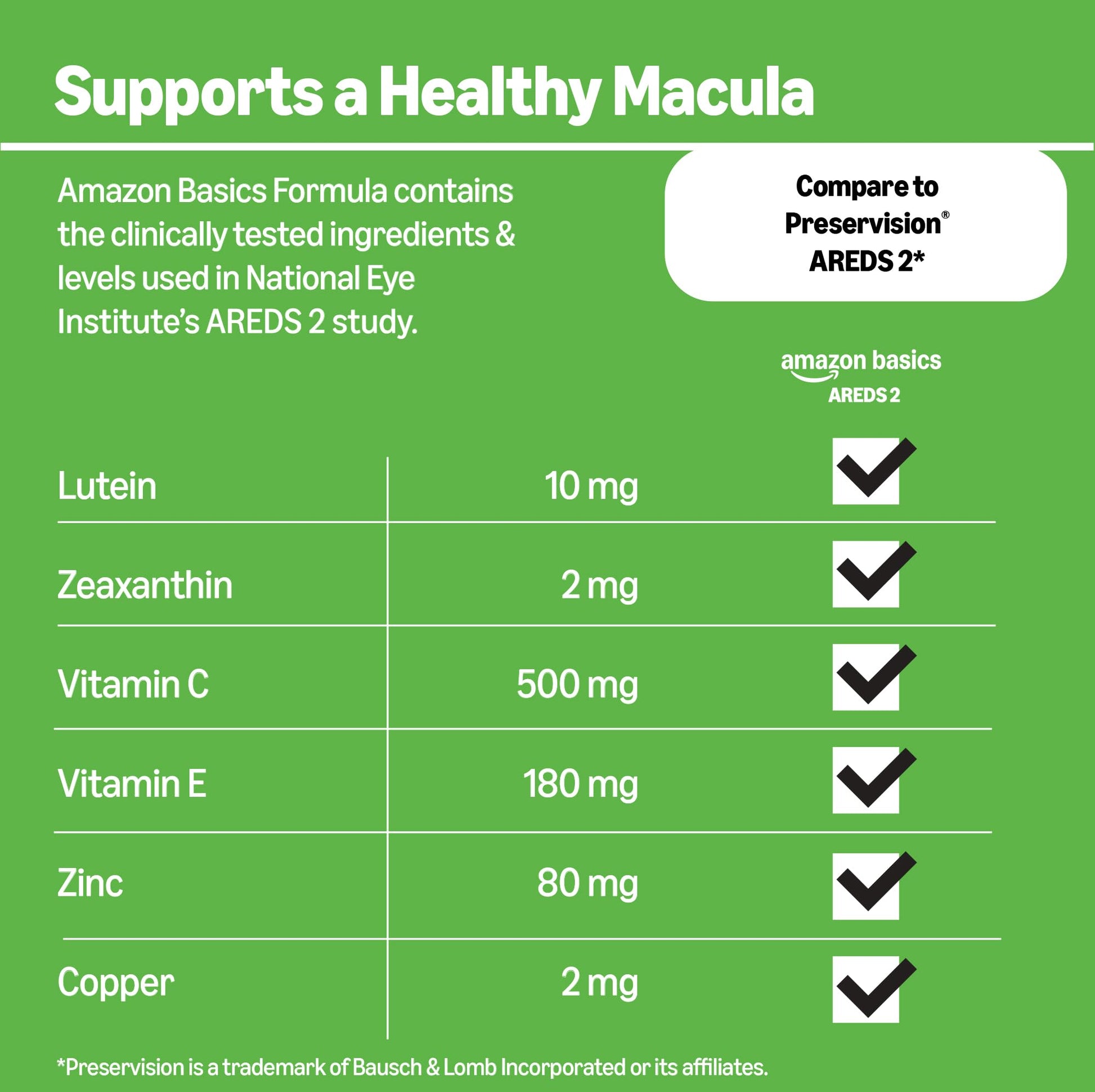 Amazon Basics Eye Vitamin and Mineral Supplement, AREDS 2 Formula with Lutein & Zeaxanthin, 120 Softgels Amazon Basics Au supplements
