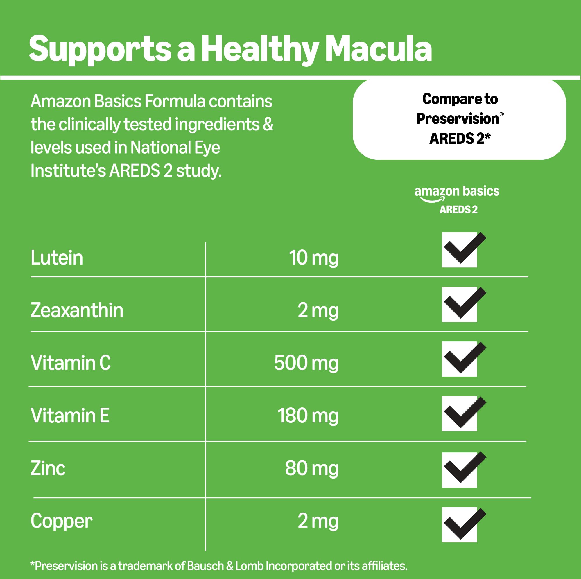 Amazon Basics Eye Vitamin and Mineral Supplement, AREDS 2 Formula with Lutein & Zeaxanthin, 120 Softgels Amazon Basics Au supplements