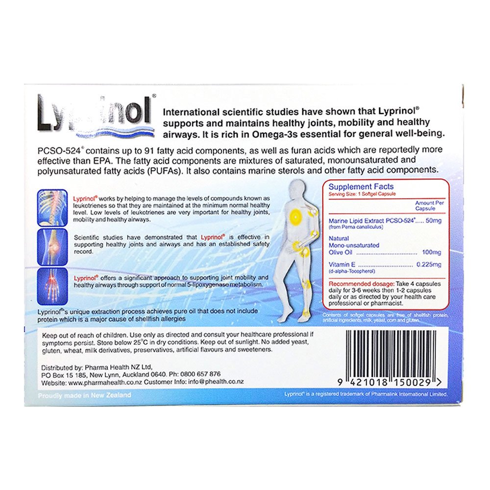 Pharma Lyprinol® Pcso-524® 200 Capsules New Zealand Green Lipped Mussel Extract Oil Joint Health Support & Mobility Lyprinol Au supplements