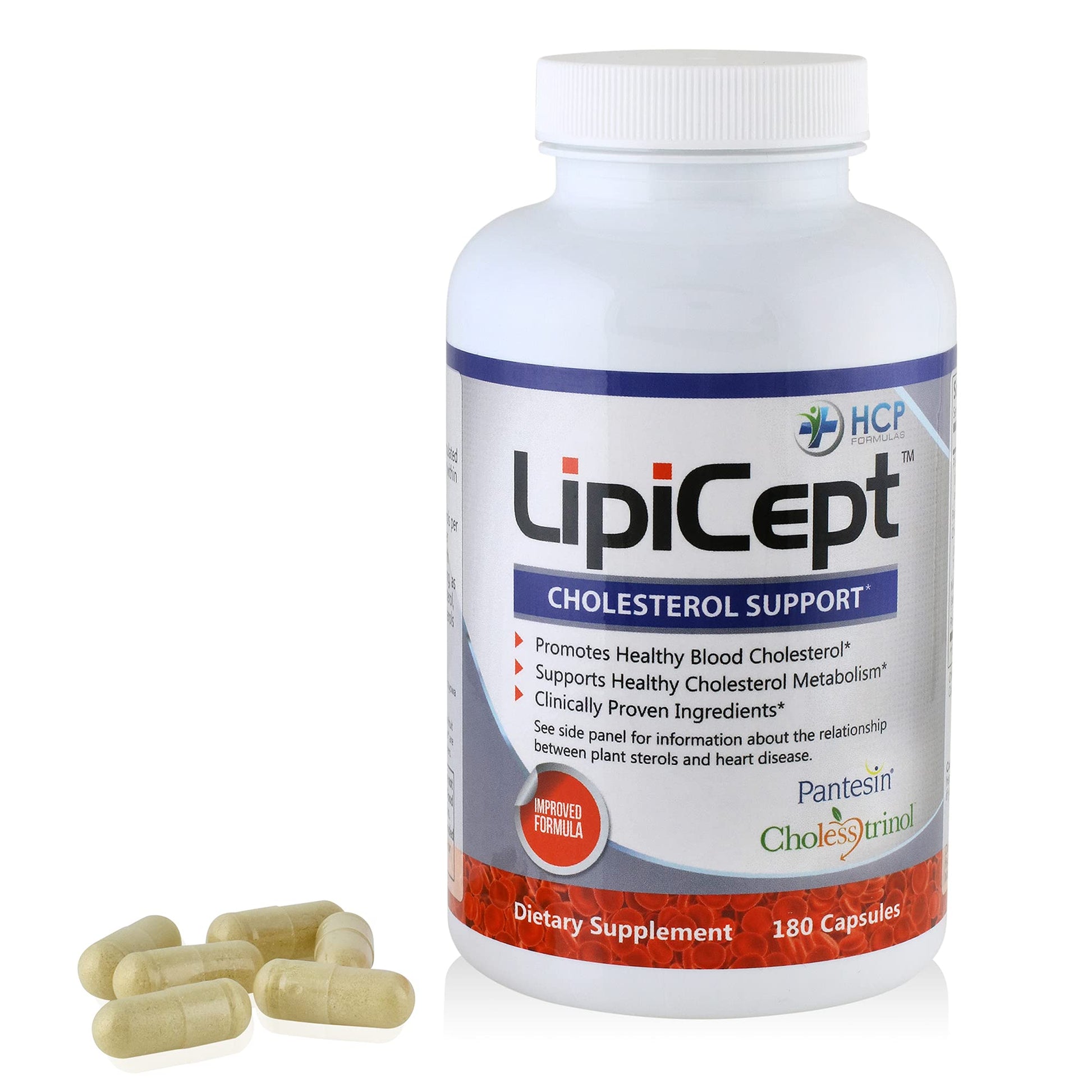 HCP Formulas - LipiCept - Natural Cholesterol Support Formula with Plant Sterols - Maintain Healthy Cholesterol Levels Already Within a Normal Range - Vegetarian - Dietary Supplement - 180 Caps HCP Formulas Au supplements