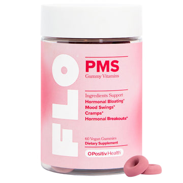 O Positiv FLO PMS Gummies for Women - Proactive PMS Relief - Targets Hormonal Breakouts, Bloating, Cramps, & Mood Swings with Chasteberry, Vitamin B6, & Lemon Balm - PMS Gummies (Pack of 1) O Positiv Au supplements
