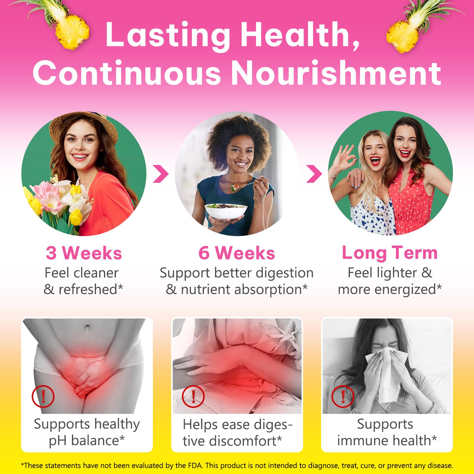 WeiWeiLa Feminine Probiotics Gummies for Women Probiotic Gummies with Slippery Elm | Natural Pineapple Flavor | Supports Feminine pH Balance & Comfort | 60 Vegan Gummie for Daily Wellness WeiWeiLa Au supplements