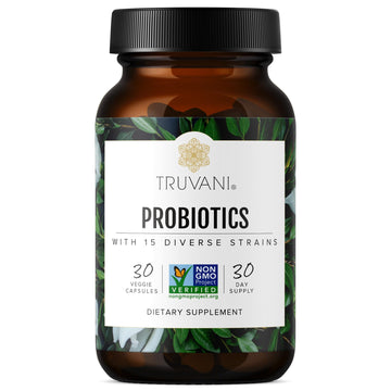 Truvani Probiotic Supplement | 30 Servings | 15 Billion CFU | 15 Diverse Strains for Digestive, Immune & Brain Health Support | Shelf-Stable Vegan Capsules | Non-GMO, No Fillers Truvani Au supplements