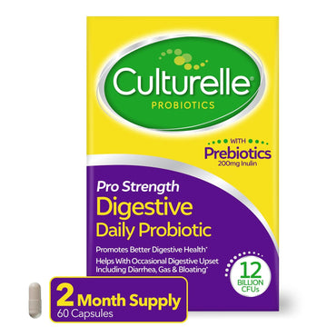 Culturelle Pro Strength Daily Probiotics For Digestive Health (2 Month Supply) with Prebiotics for Women & Men, Supports Occasional Diarrhea, Gas & Bloating, Gluten & Soy Free, 60 Count Culturelle Au supplements