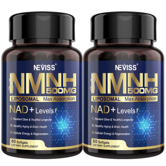 2Pack NAD+ Supplement, Next-Gen NMNH Liposomal 500mg, NR NMN Supplement Alternative, High Absorption NAD+ with Curcumin, Niacinamide for Cellular Energy, DNA Repair, Healthy Aging, 120 Softgels NEVISSAU supplements