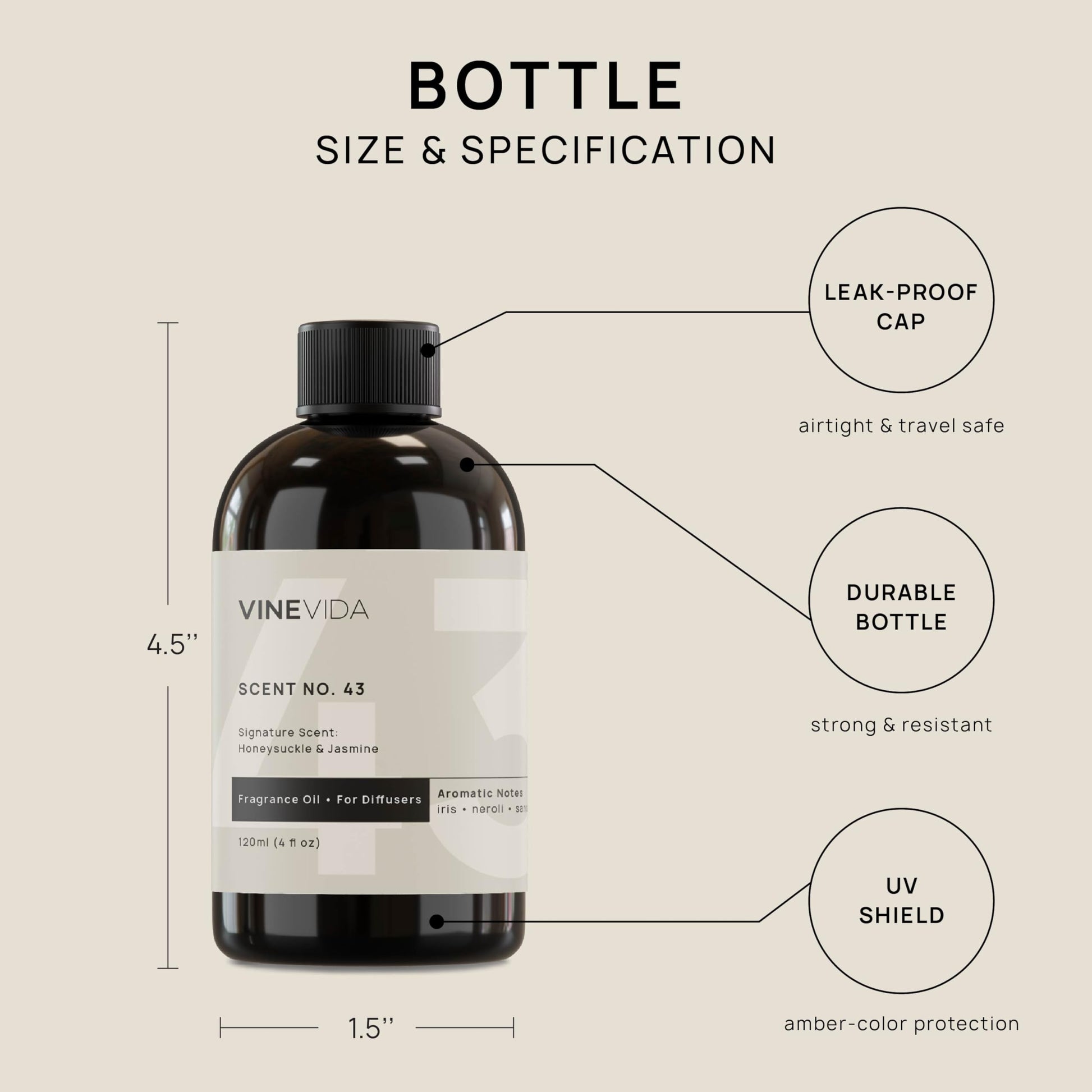 VINEVIDA [4 Fl Oz] Honeysuckle & Jasmine Fragrance Oil for Cold Air Diffusers, Essential Oils VINEVIDA Au supplements