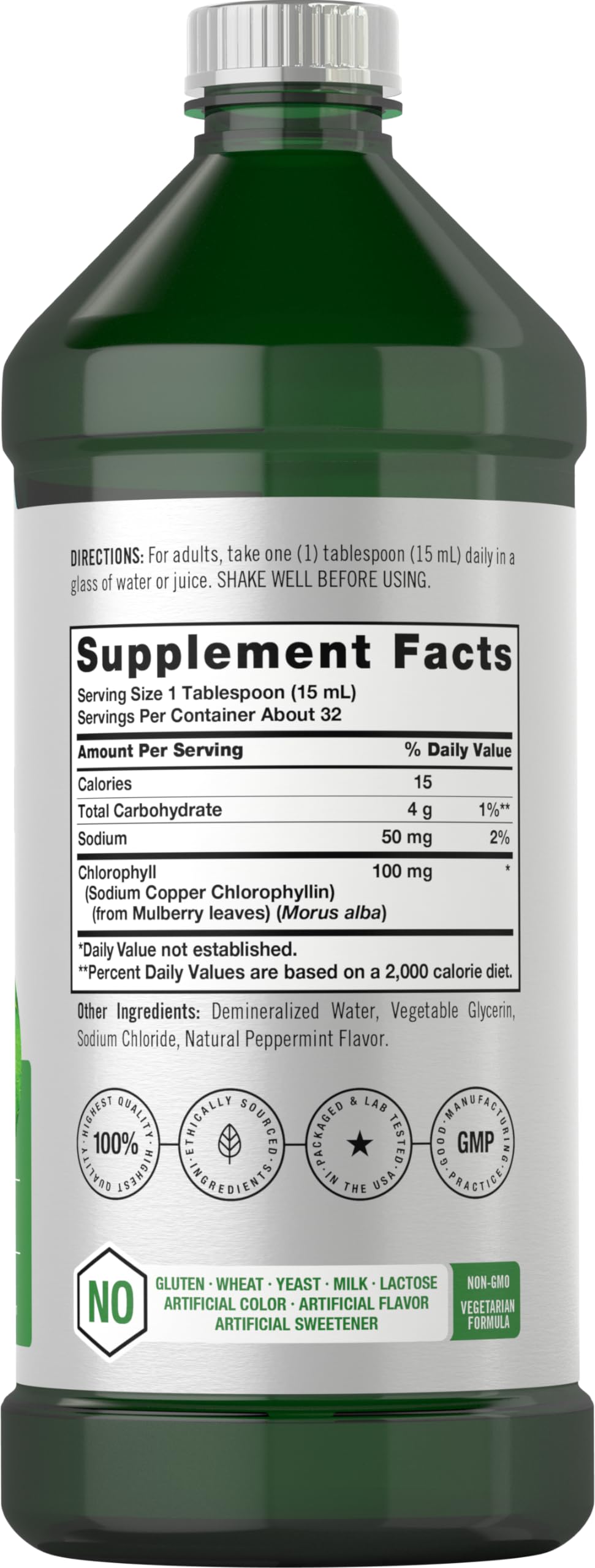 Chlorophyll Liquid Drops 100mg | 32 oz (2 x 16 oz Bottles) | Natural Peppermint Flavor Horbäach Au supplements