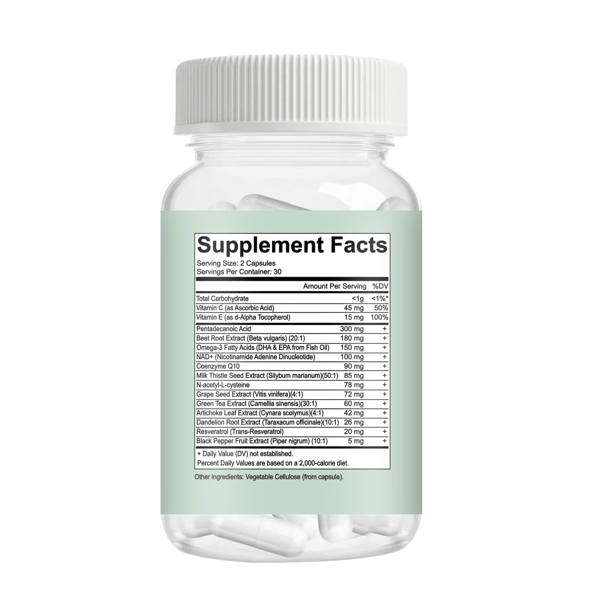 C15:0 Pentadecanoic Acid Supplement with Omega-3, CoQ10, NAD+, Vitamins, Essential Acids for Longevity Supplement, Liver Health, Energy Support - 60 ct CAUDAN Au supplements