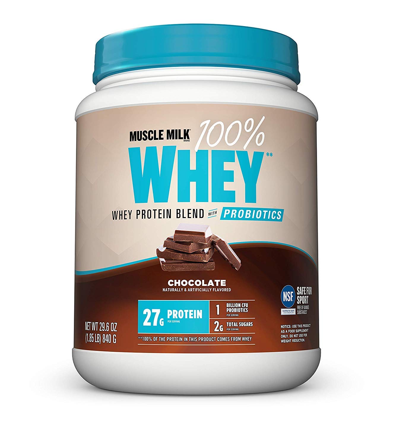 Muscle Milk 100% Whey With Probiotics Protein Powder, Chocolate, 1.85 Pound, 23 Serving Muscle Milk Au supplements