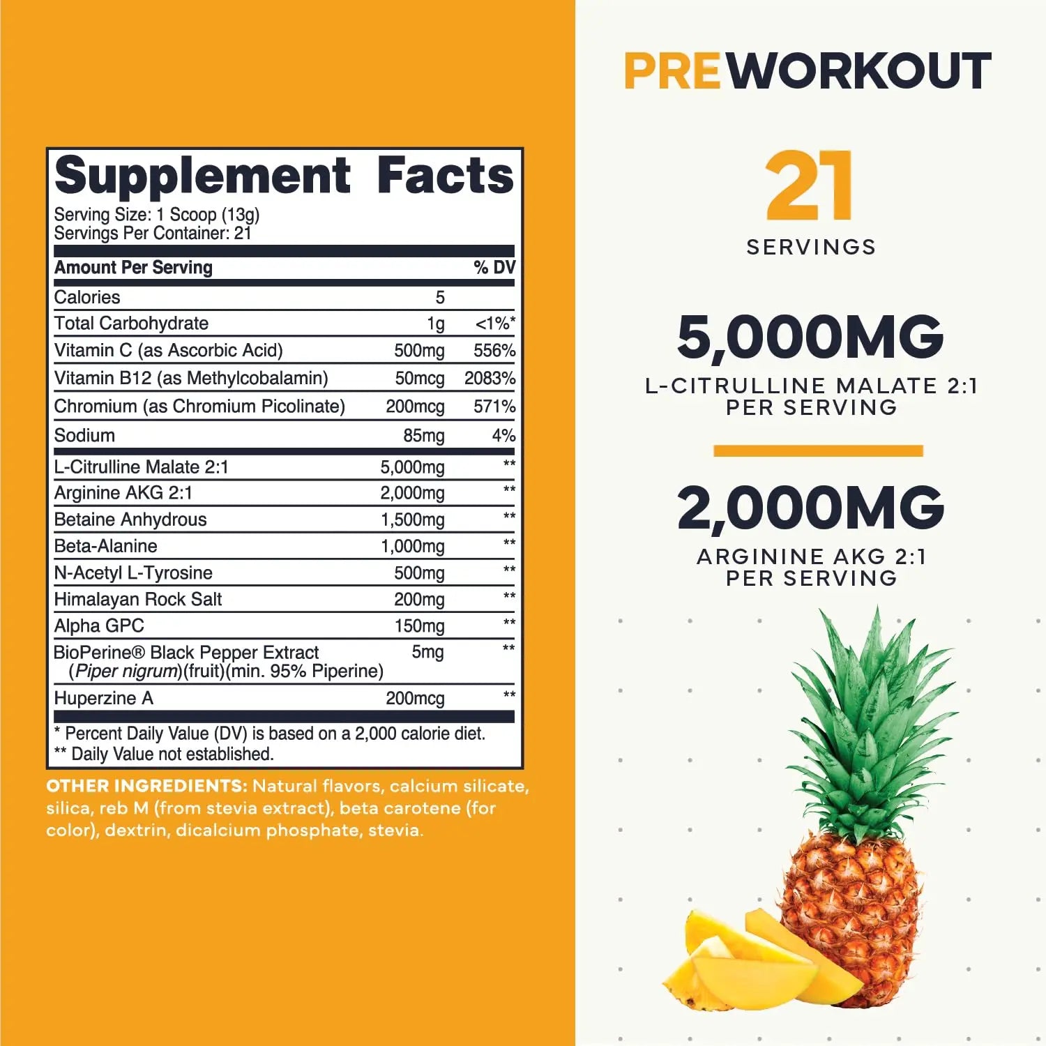 Type Zero Clean Stim Free Pre Workout Powder + Nitric Oxide Booster with L-Citrulline Malate, Arginine AKG, Beta Alanine - Caffeine & Stimulant Free - Pineapple Mango Flavor, 21 Servings Type Zero Au supplements