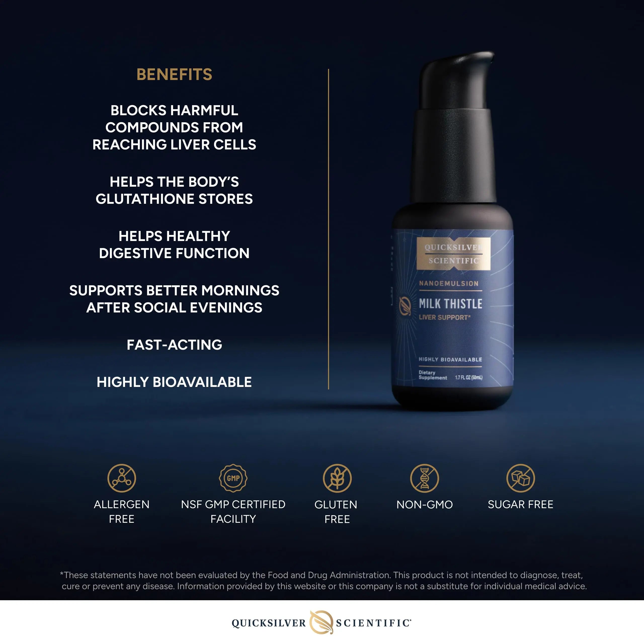 Quicksilver Scientific Nanoemulsified Milk Thistle - Silymarin Liquid with Liposome Delivery System - Immune, Detox + Liver Cleanse Support (1.7oz / 50ml) Quicksilver Scientific Au supplements