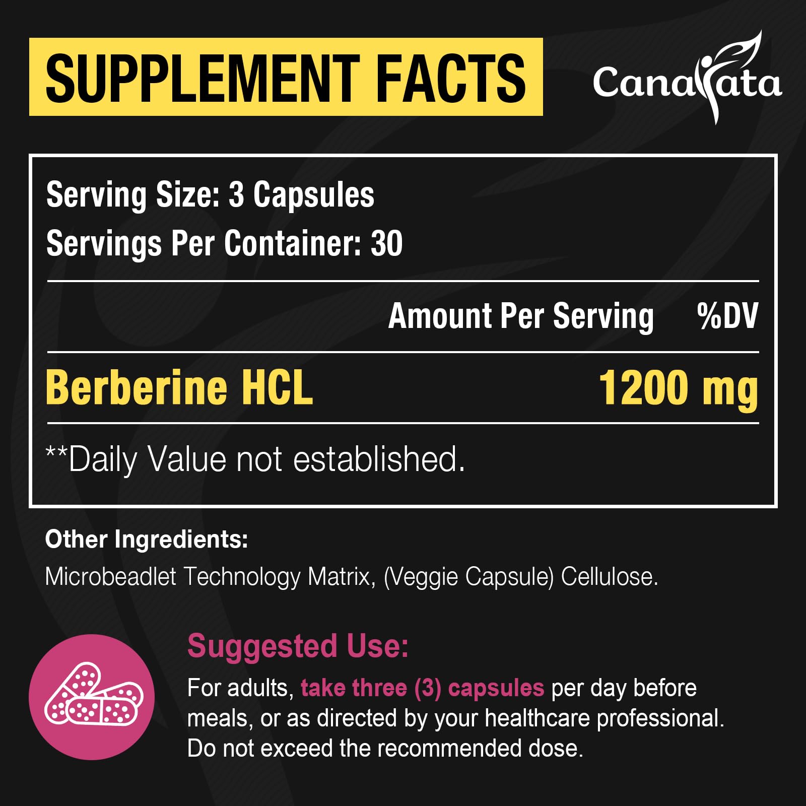 Berberine Supplement 1200mg Berberine HCL - High Bioavailability Microbeadlet Canarata Au supplements