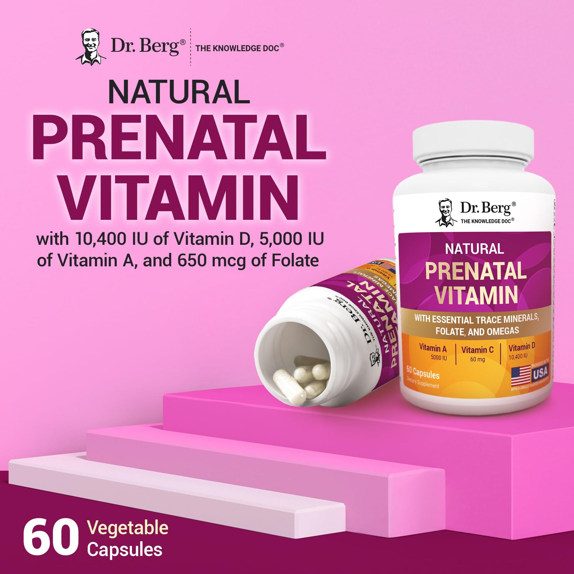 Dr. Berg Natural Prenatal Vitamins for Women (Pregnant & Nursing) - Prenatal Vitamins with Folate, Vitamins, Minerals, Omegas, &11 Powerful Superfoods - Womens Prenatal Multivitamin - 60 Capsules Dr. Berg Nutritionals Au supplements