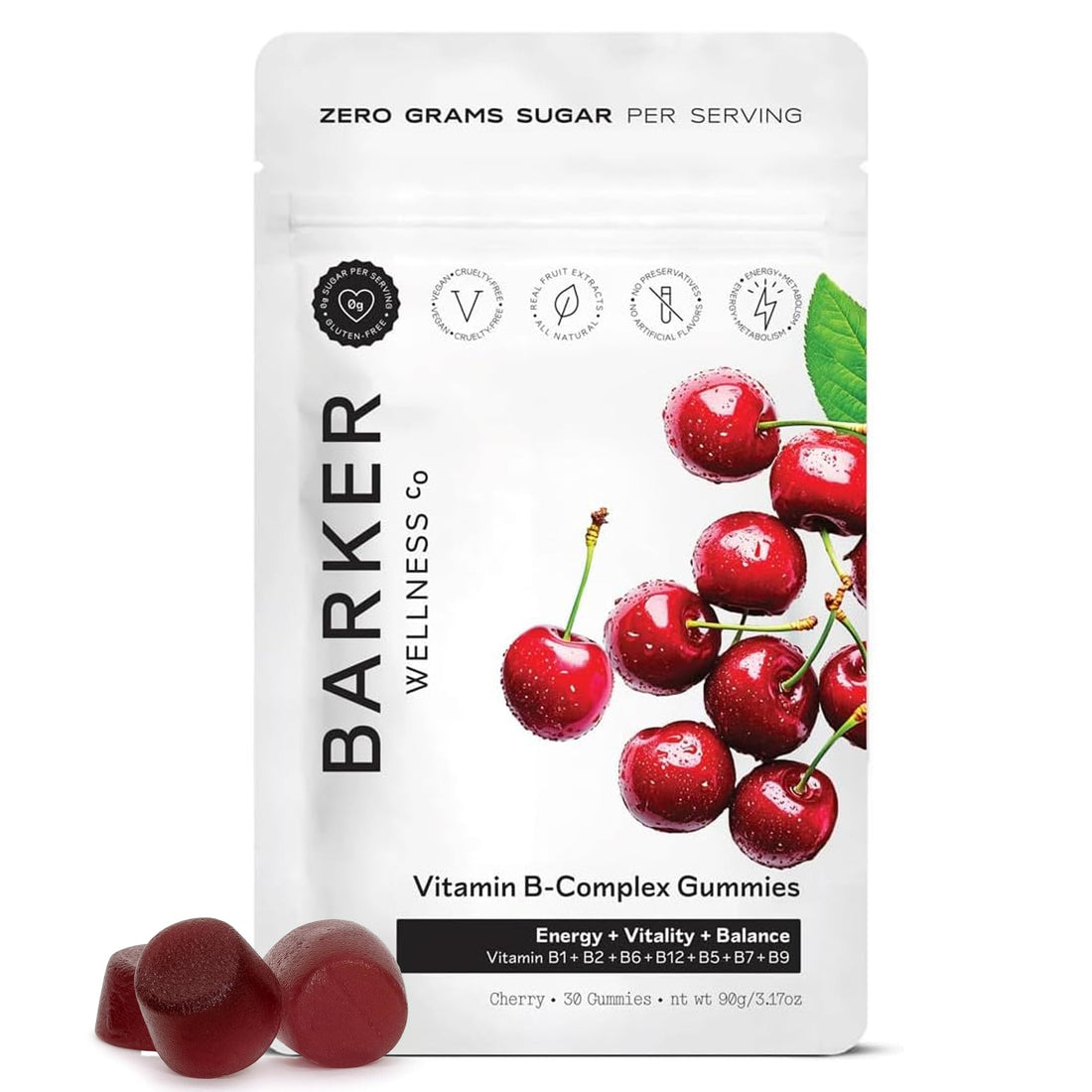 Barker Wellness Vegan B-Complex Gummies – Comprehensive Energy & Metabolism Boost with B1, B5, B6, B7 Biotin, B9 Folate, B12 Barker Wellness Co uk supplements