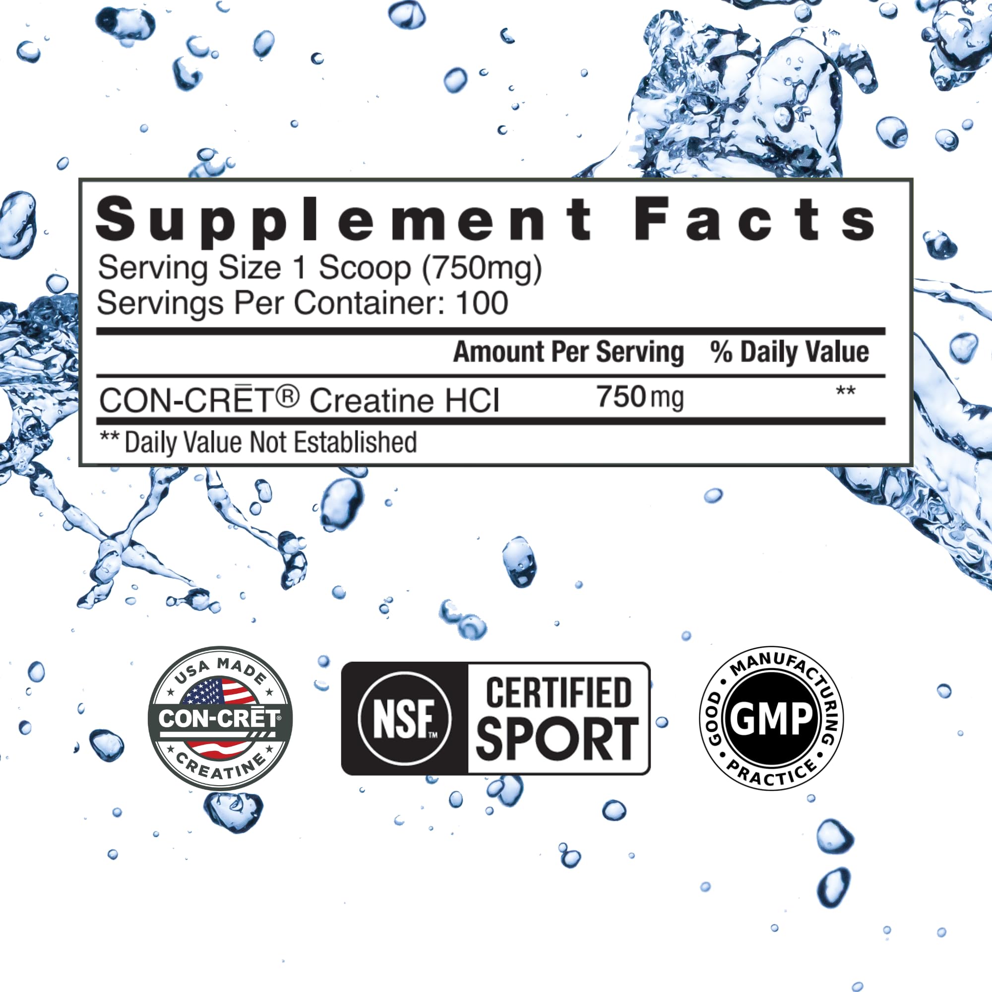 CON-CRET Creatine HCl Powder | Muscle, Cognitive, Cellular Energy Support | No Bloating or Cramps | USA Made & NSF Certified | Unflavored (100 Serving) CON-CRET Au supplements