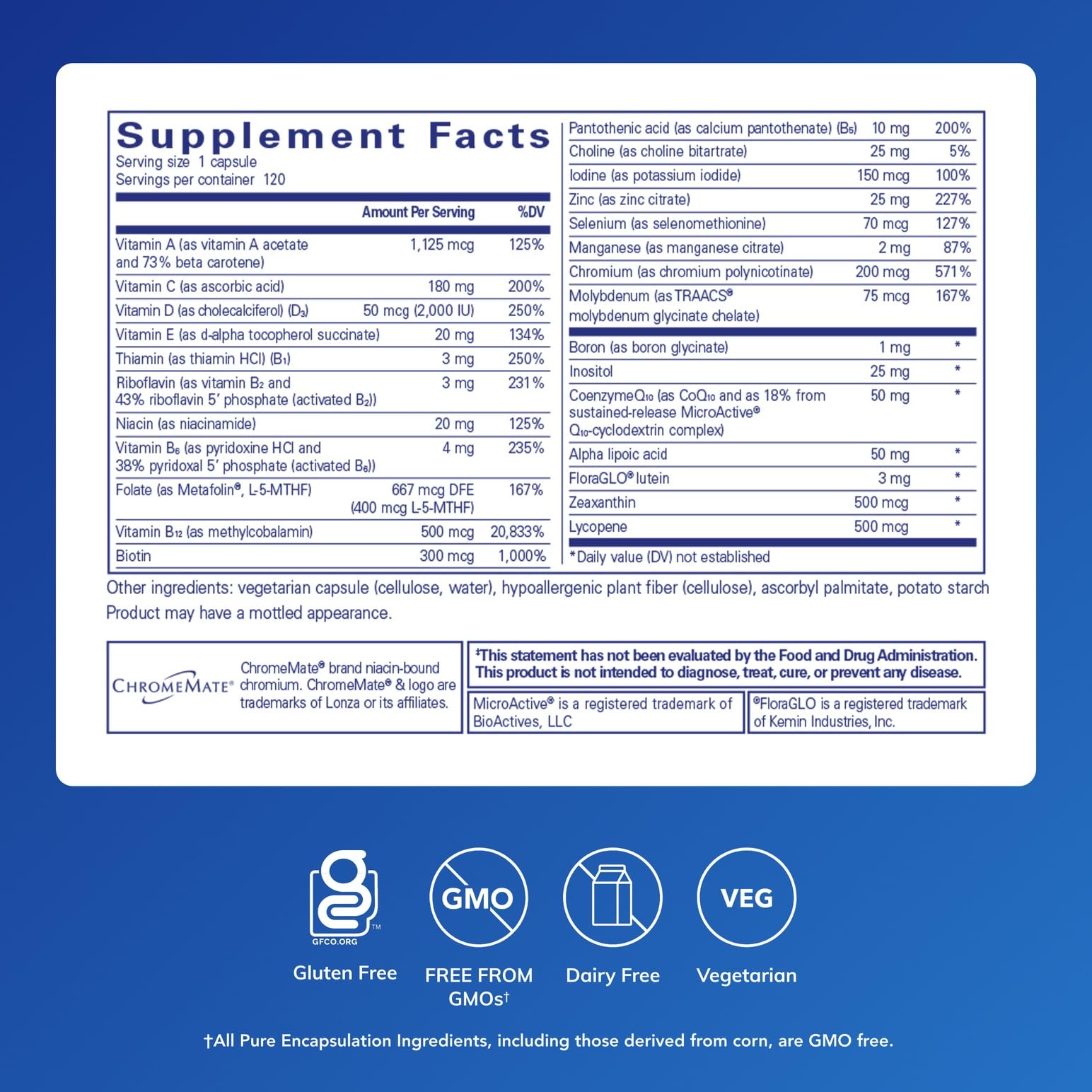 Pure Encapsulations O.N.E. Multivitamin - Once Daily Multivitamin with Antioxidant Complex Metafolin, CoQ10, and Lutein to Support Vision, Cognitive Function Pure Encapsulations Au supplements