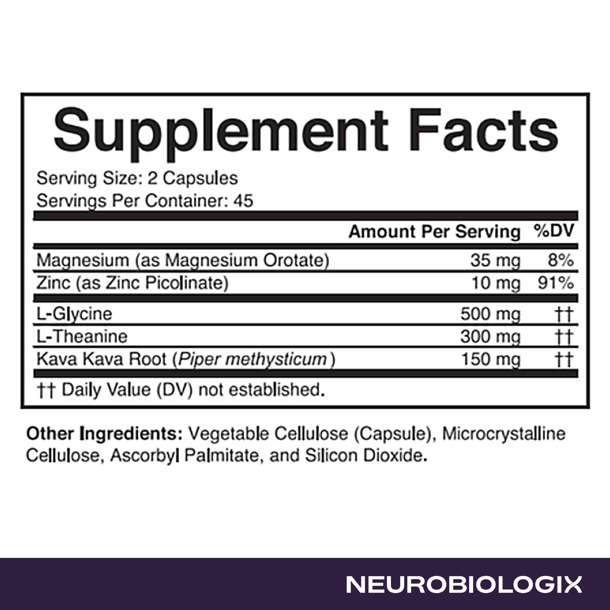 Neurobiologix Neuro Calm & Rebalance, L Theanine, Magnesium, Zinc & Kava Kava Complex for Calm Mood Balance and Stress Support, GABA Activity Support Supplement, Gluten Free, Vegetarian, 90 Capsules Neurobiologix Au supplements