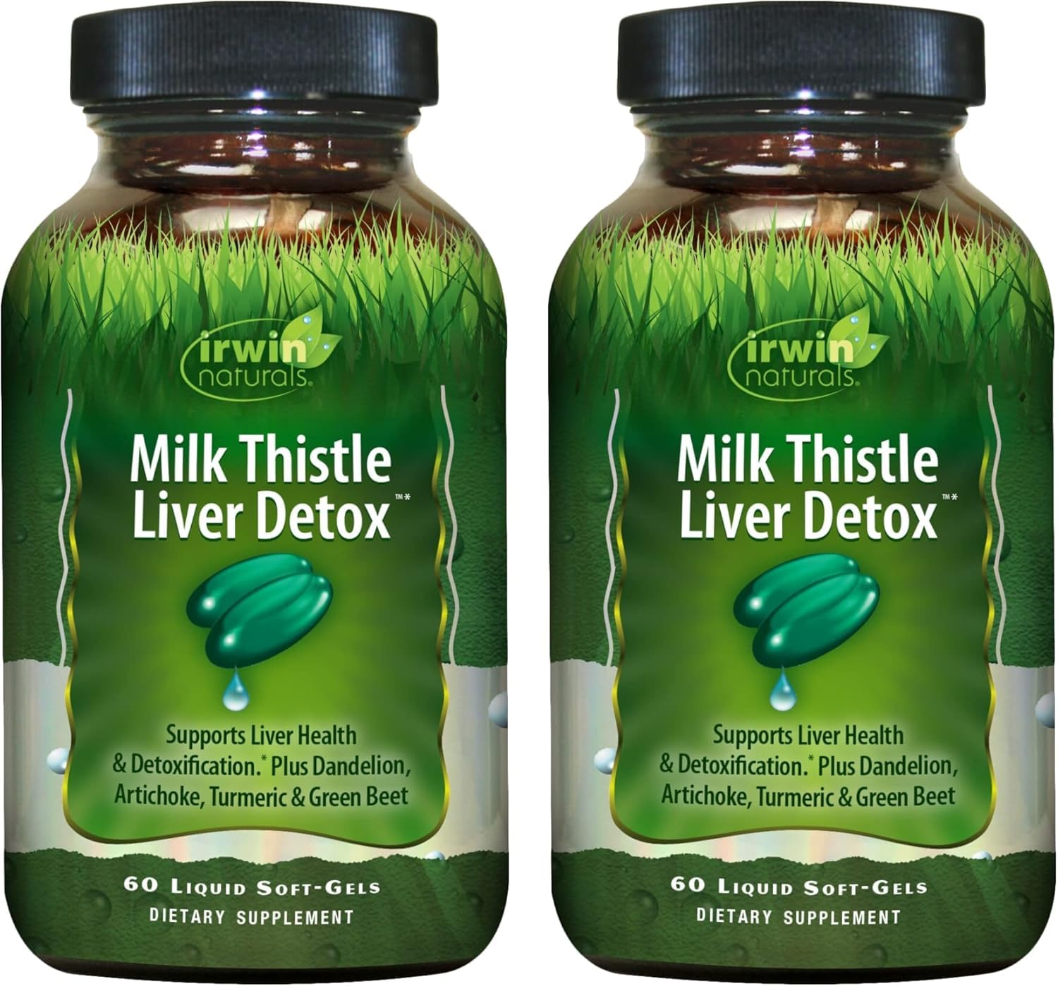 Irwin Naturals Milk Thistle Liver Detox - 60 Liquid Soft-Gels, Pack of 2 - Supports Liver Health with Dandelion, Artichoke, Turmeric & Green Beet Root - 60 Total Servings Irwin Naturals Au supplements