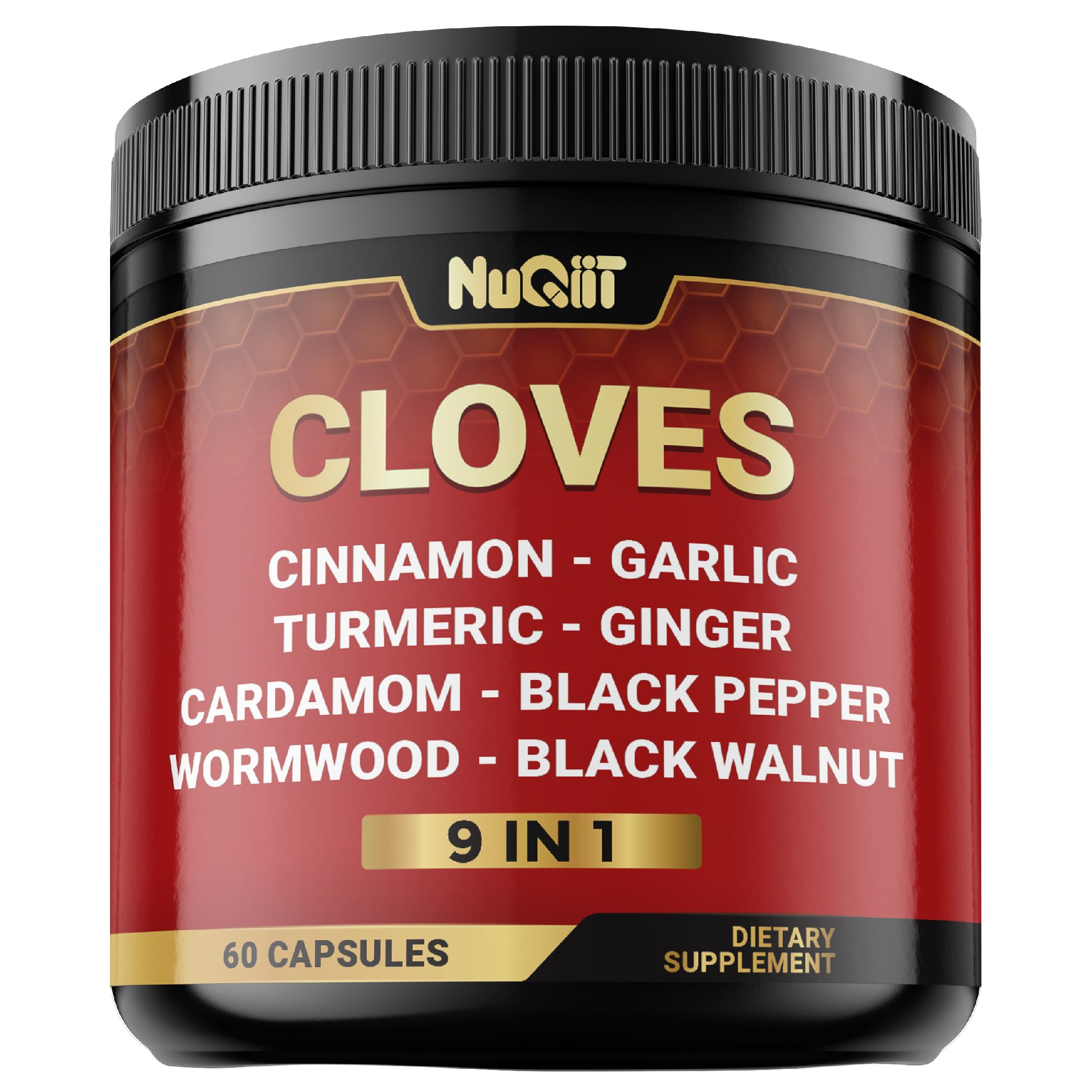 9in1 Clove Supplement Rich in Vitamins & Minerals for Digestive, Immune System, Bone & Heart Health with Cinnamon, Turmeric, Ginger, Cardamom, Garlic, Wormwood, Black Walnut - 60 Capsules - 30 Days NUQIIT Au supplements