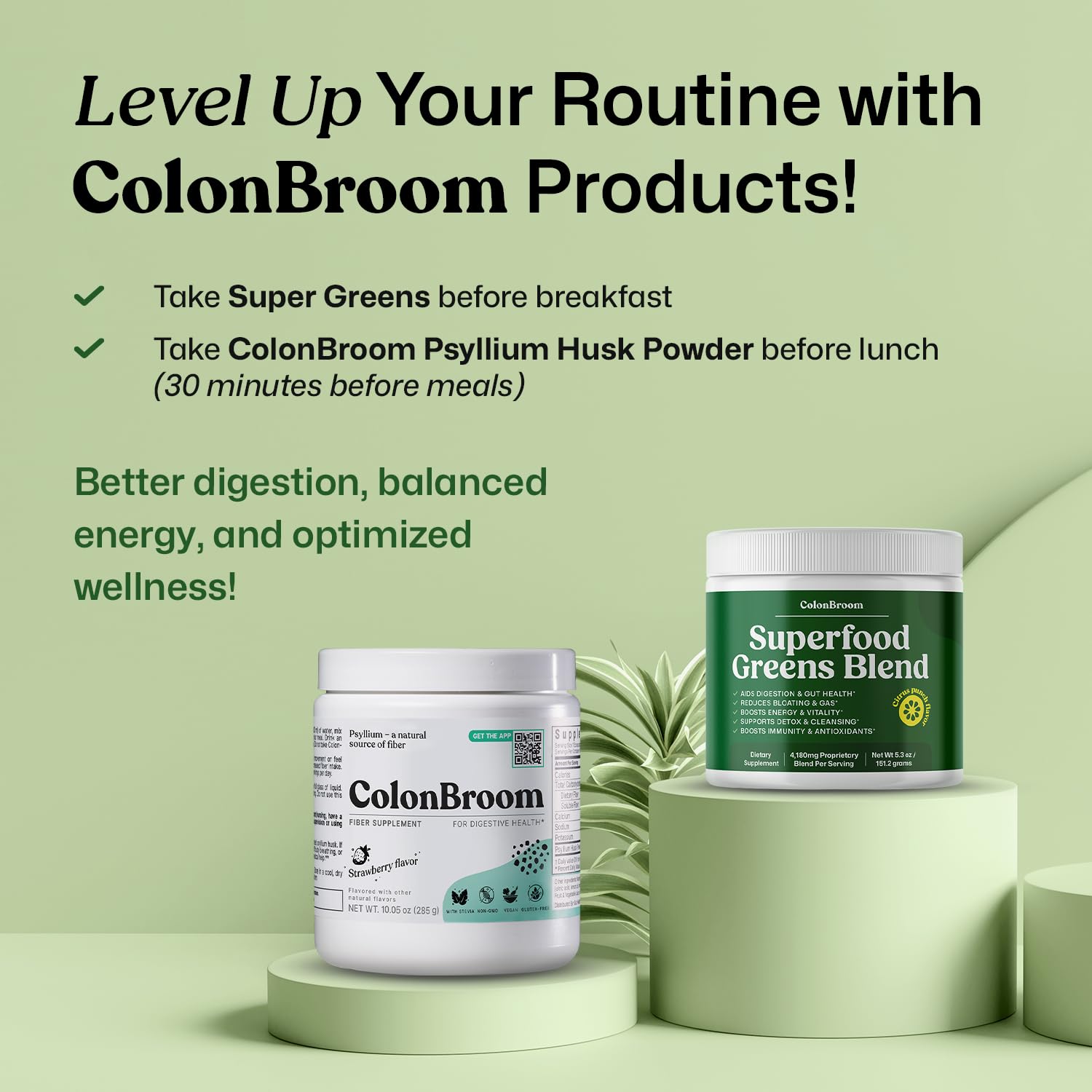 ColonBroom Superfood Greens Powder Supplement | Super Greens Juice Powder with Probiotics, Prebiotics, Spirulina & Chlorella | Natural for Energy, Immunity, Digestion & Detox Support | 28 Servings ColonBroom Au supplements