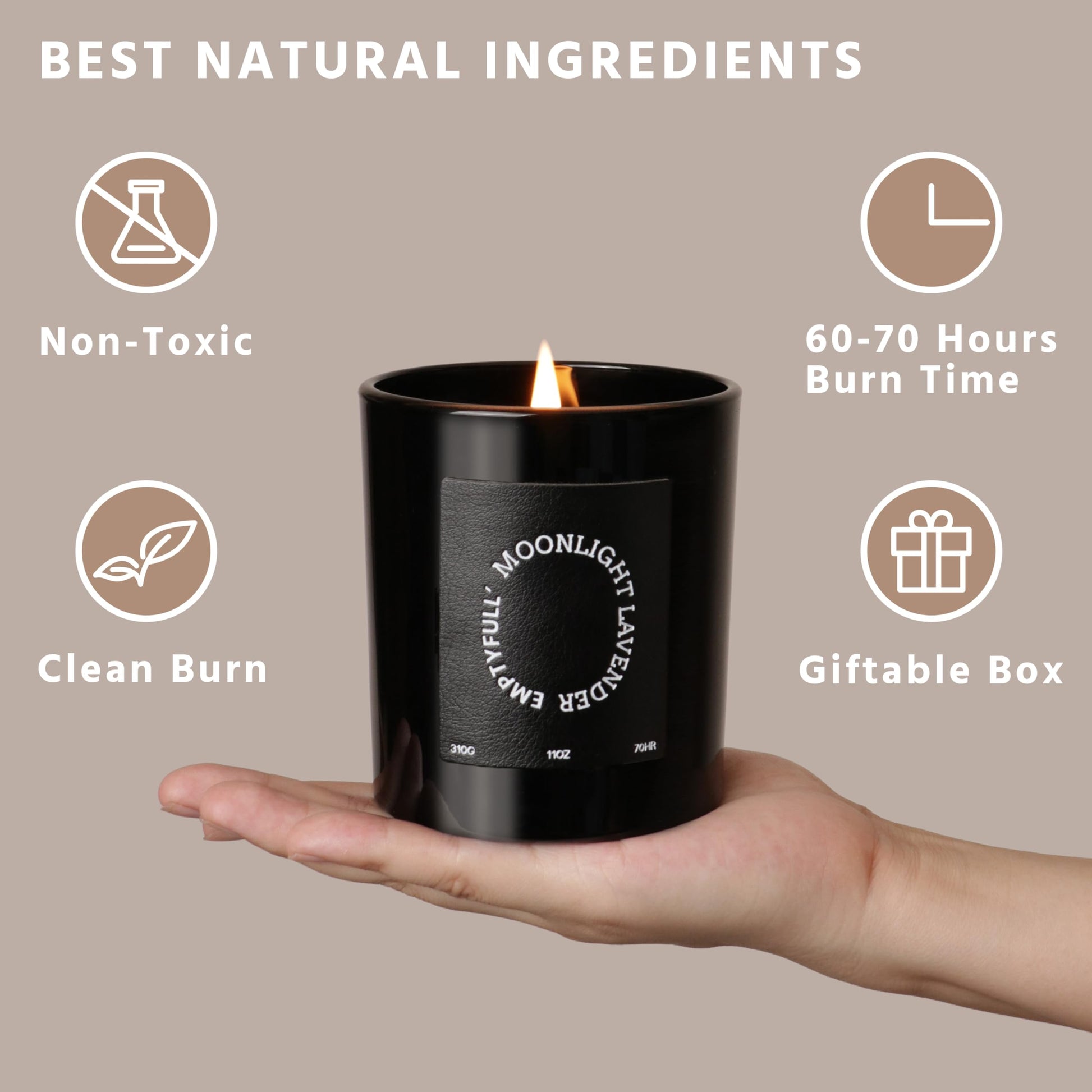 EMPTYFULL Lavender Scented Candles, Wood Wick, 11 oz Large Candle, Natural Soy Candles Emptyfull Au supplements