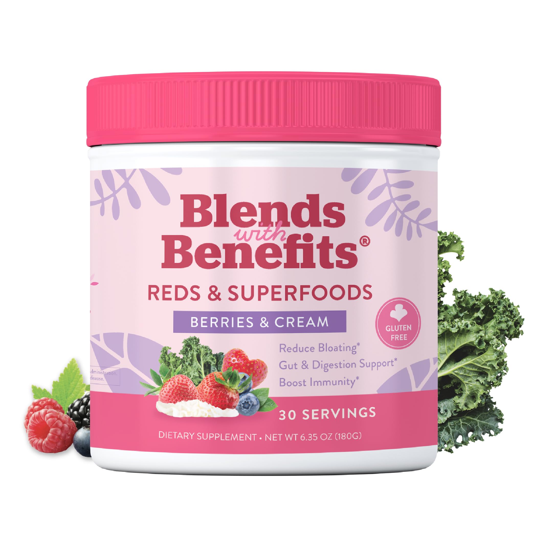 360 Nutrition Blends with Benefits Reds & Superfoods for Natural Antioxidants and Polyphenols, with Fruits & Veggies, Probiotics Digestion, Daily Energy - Berries & Cream - 30 Servings 360 Nutrition Au supplements