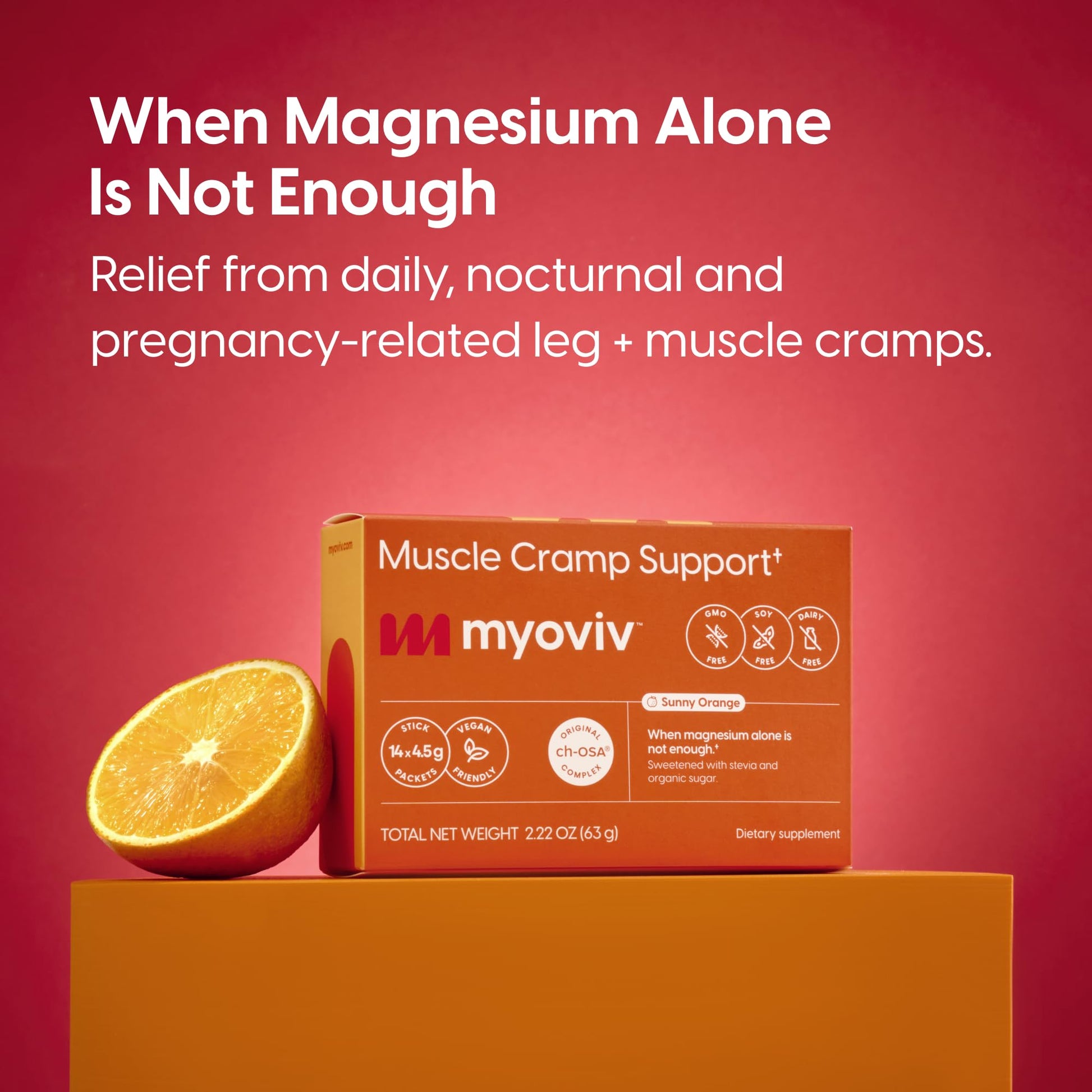 MYOVIV - Powerful Muscle Cramp Relief - 14 Packets (Trial Size), Sunny Orange Flavor - Muscle Cramp Support - Pregnancy & Lactation Safe MYOVIV Au supplements