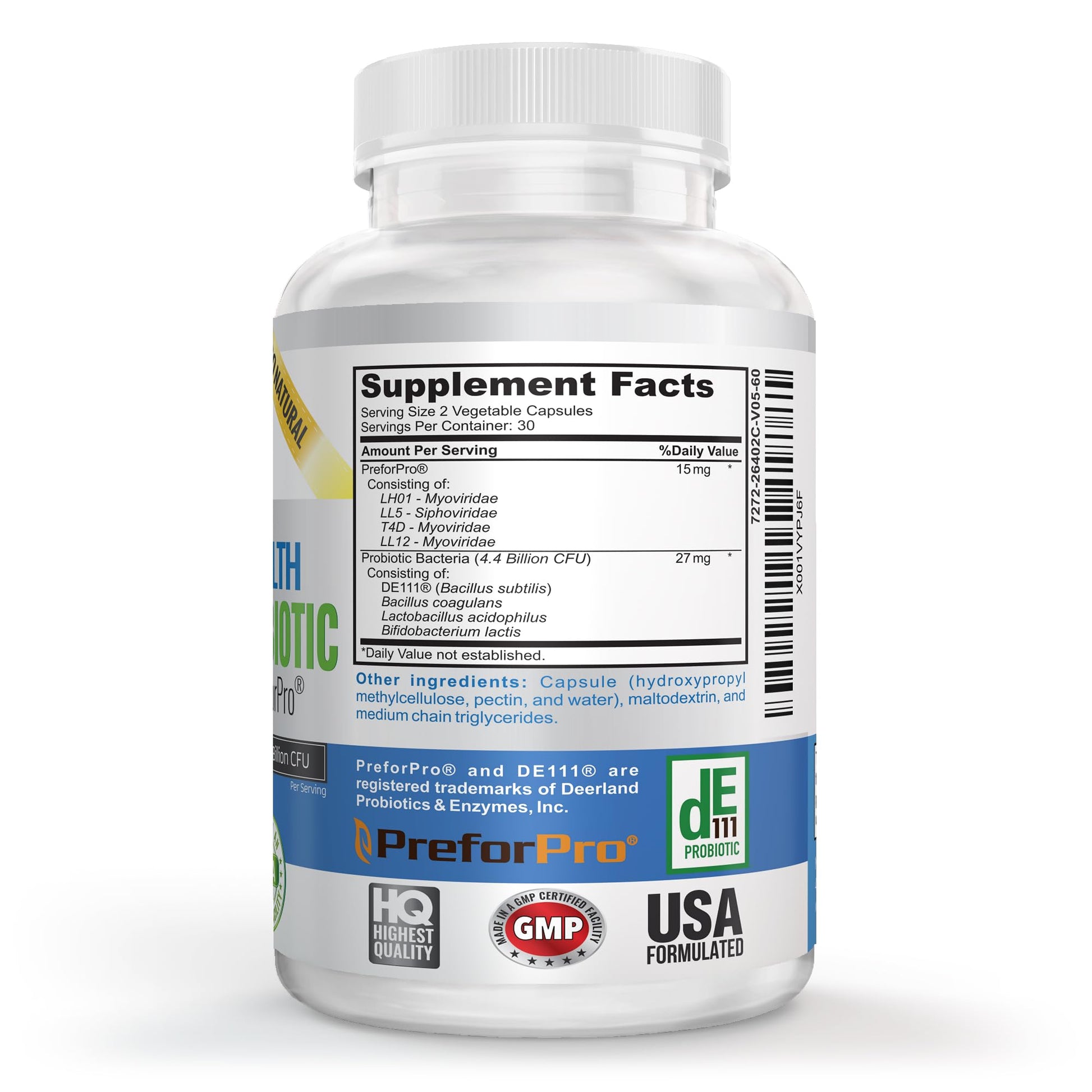 Premium Probiotic plus Ultimate Prebiotic - Gut Biome Builder & Restoration - 4.4 Bn CFU - Best for Women & Men - Bacteria Reaches Intestine within Hours - No Refrigeration - Bacillus Subtilis Vitalité Now! Au supplements
