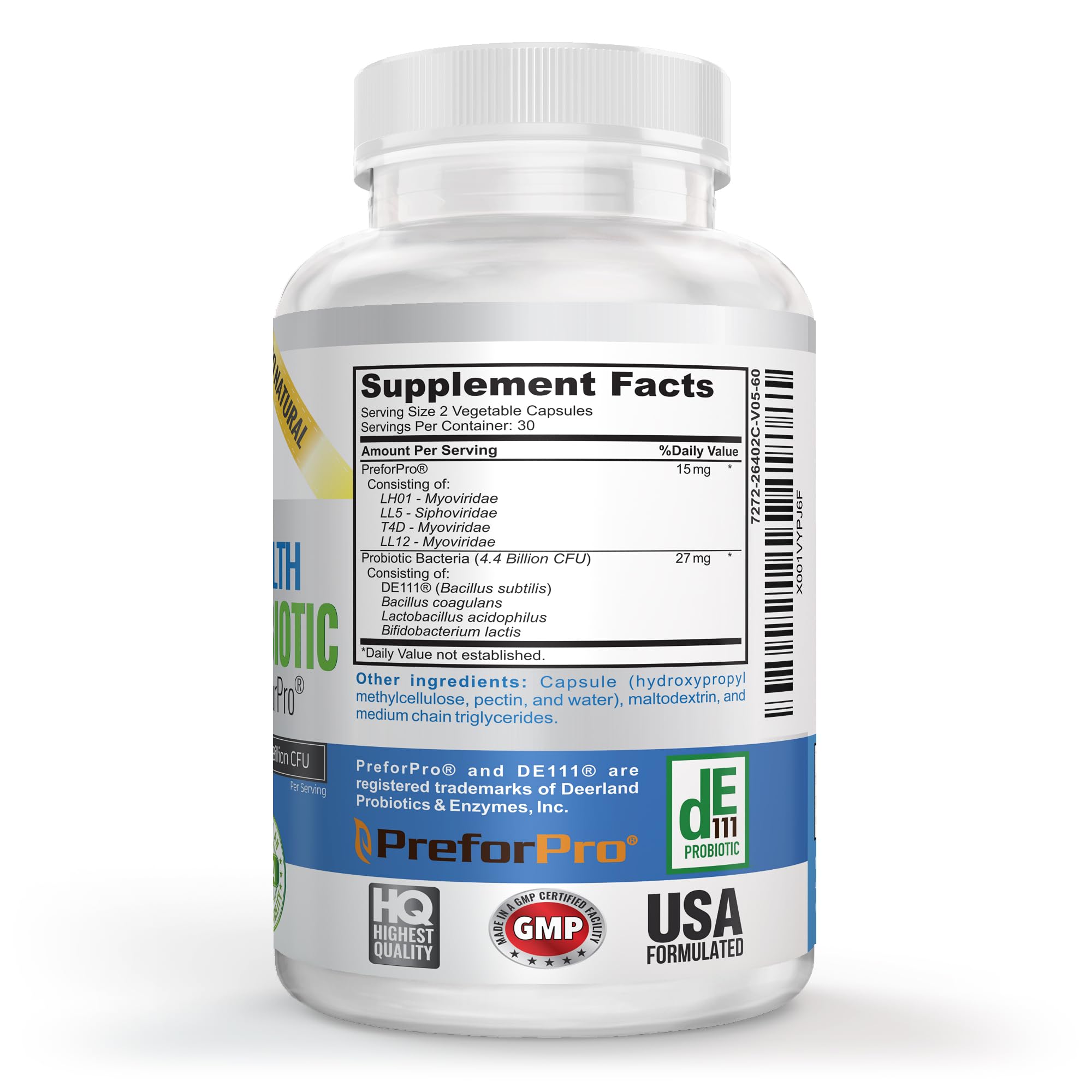 Premium Probiotic plus Ultimate Prebiotic - Gut Biome Builder & Restoration - 4.4 Bn CFU - Best for Women & Men - Bacteria Reaches Intestine within Hours - No Refrigeration - Bacillus Subtilis Vitalité Now! Au supplements