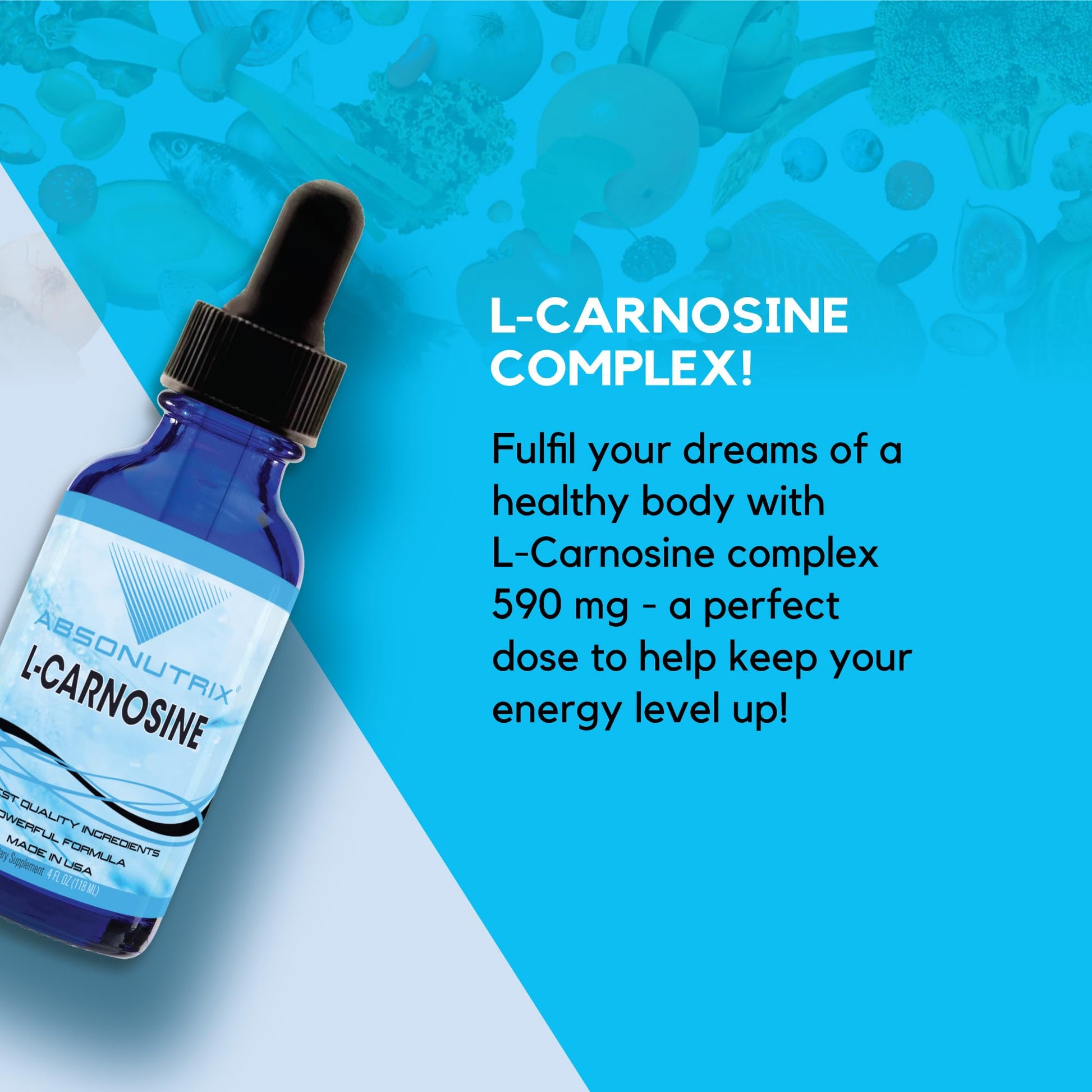 Absonutrix L-Carnosine - 583 mg 4 Oz Bottle, 200 Highly Potent Servings, Easy-to-Consume Drops, High Bioavailability, Third-Party Tested, GMP-Certified, Non-GMO, Cruelty-Free Products, Made in USA Absonutrix Au supplements