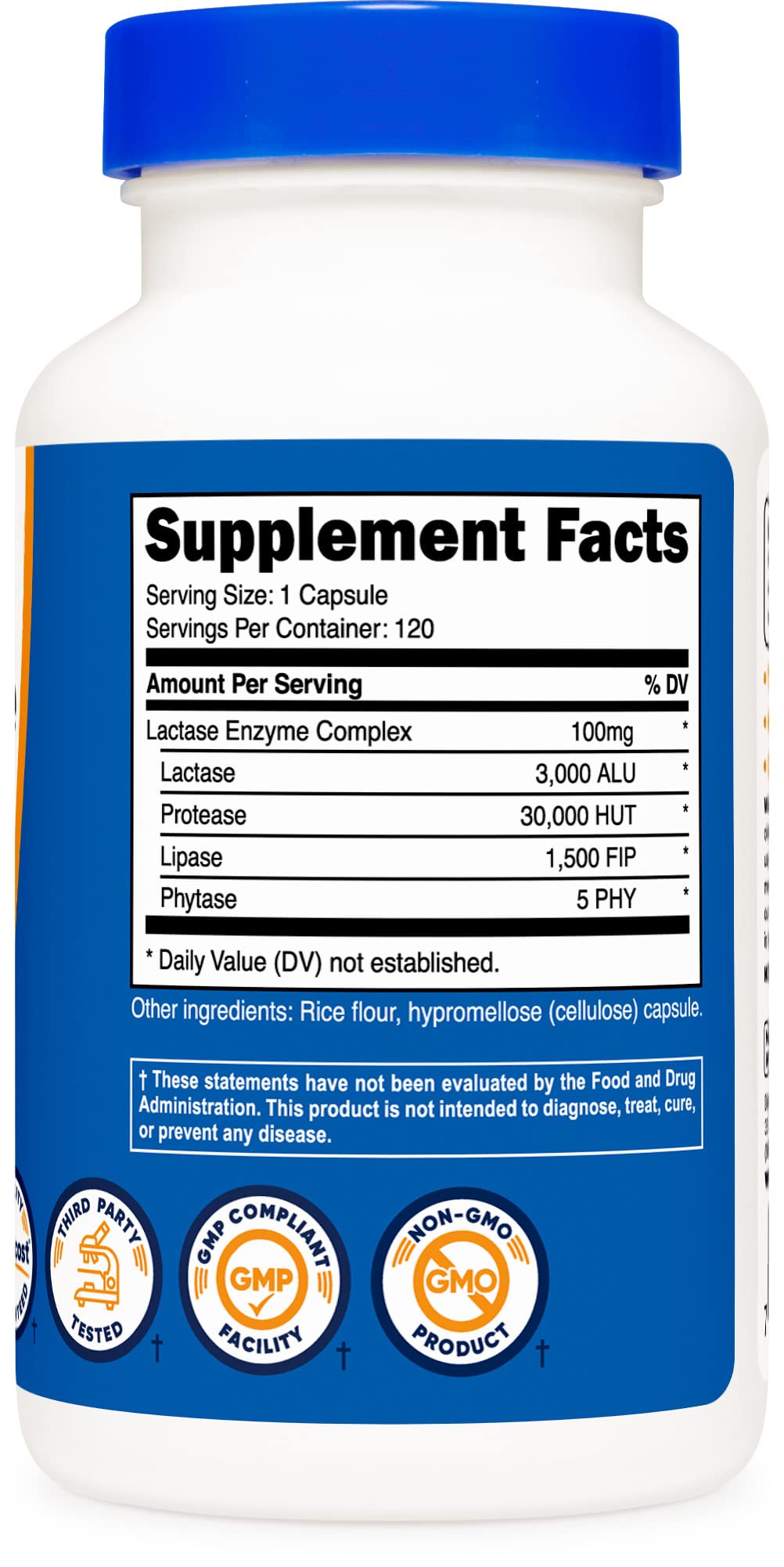 Nutricost Lactase Enzyme Complex 3,000 FCC ALU, 120 Vegetarian Capsules - Non-GMO Nutricost Au supplements