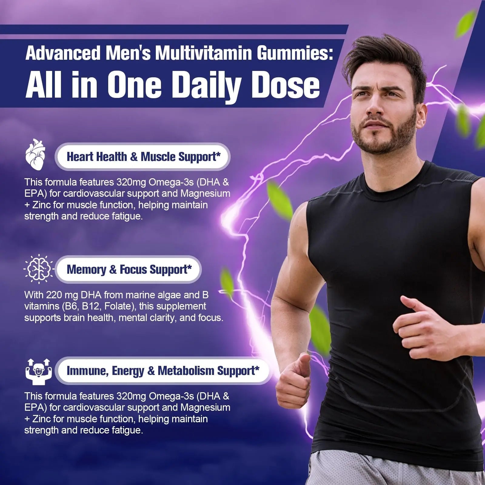 Multivitamin for Men, Mens Multivitamins Gummies w/Omega-3, Probiotics, Inositol, Folate, Biotin, Zinc, Vitamins A, C, D, E, B Migcopat Au supplements