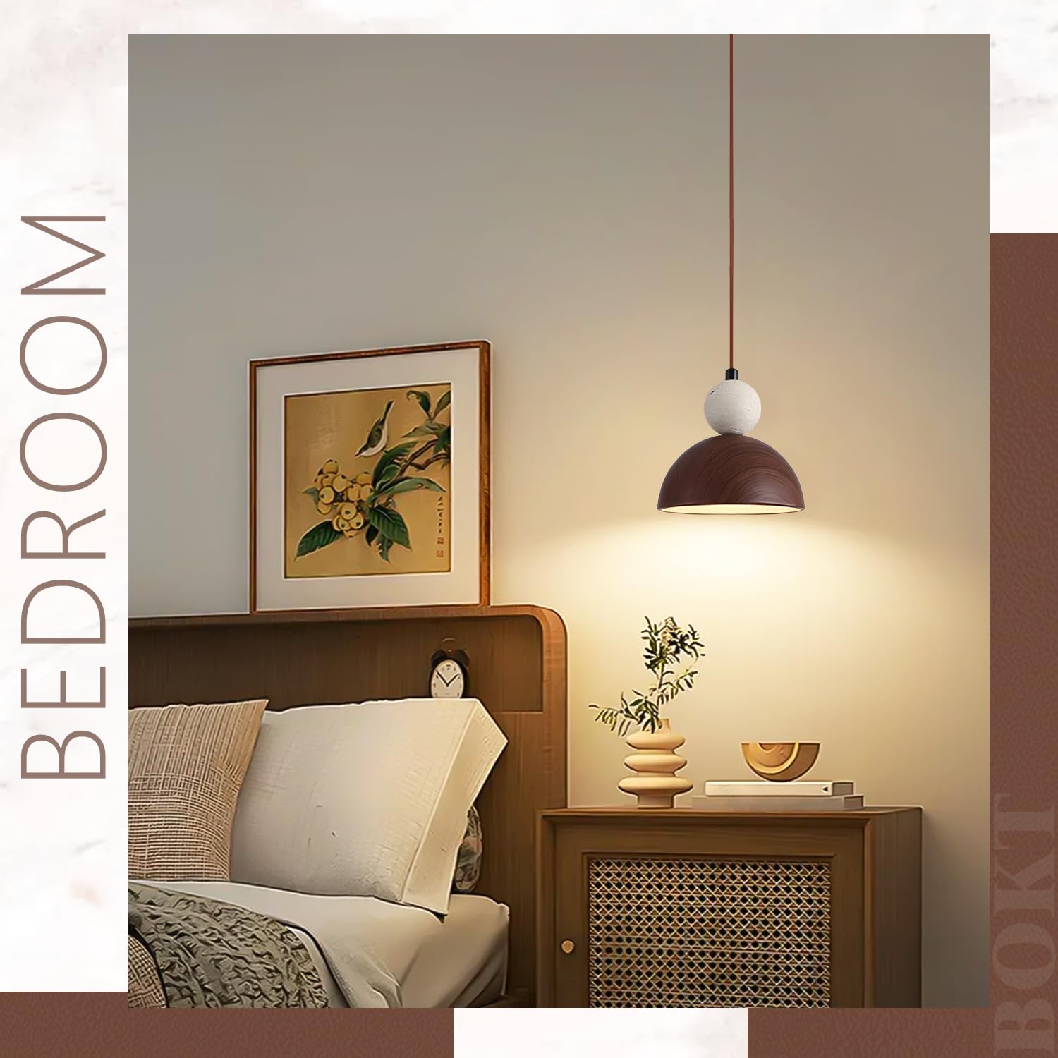 BOKT Wabi Sabi Pendant Light Nordic LED Ceiling Hanging Light Modern Natural Stone Pendant Light Adjustable Dimmable Walnut Mini Chandelier for Dining Room Living Room BOKT Au supplements