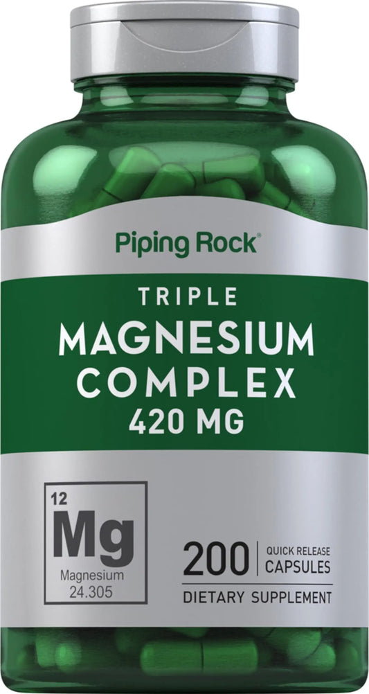 Piping Rock Triple Magnesium Complex | 420 mg | 200 Capsules | Magnesium Oxide, Citrate, and Aspartate Supplement | Non-GMO, Gluten Free Piping RockAu supplements