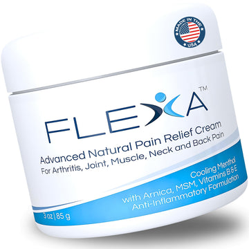 FLEXA Natural Relief Cream - Use on Muscles, Back, Neck, and Joints - with Arnica, Menthol, MSM, Ilex Leaf, and Tea Tree Oil - 3 Oz Jar FLEXA Au supplements