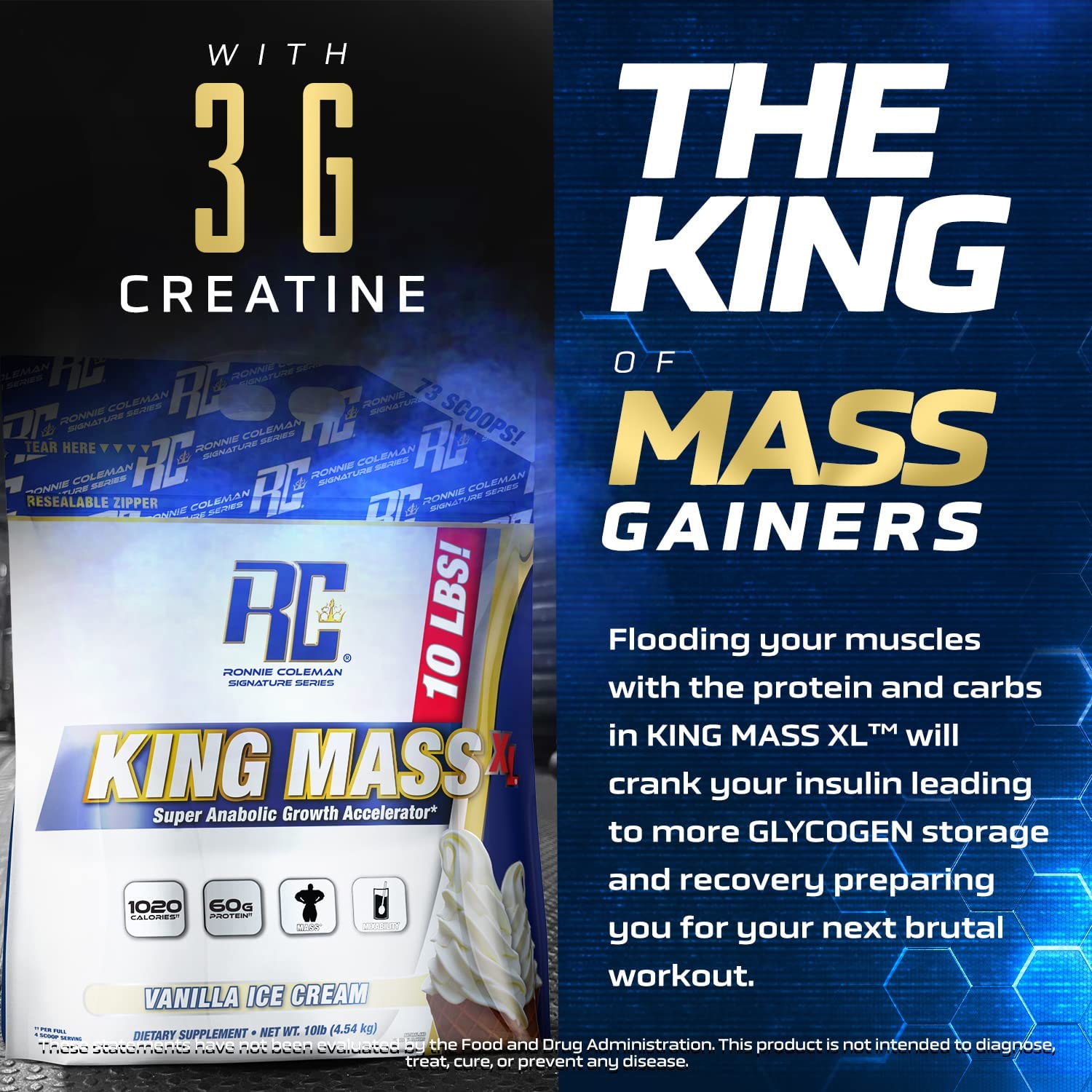 Ronnie Coleman Signature Series King Mass XL Mass Gainer Protein Powder, Muscle Ronnie Coleman Signature Series Au supplements