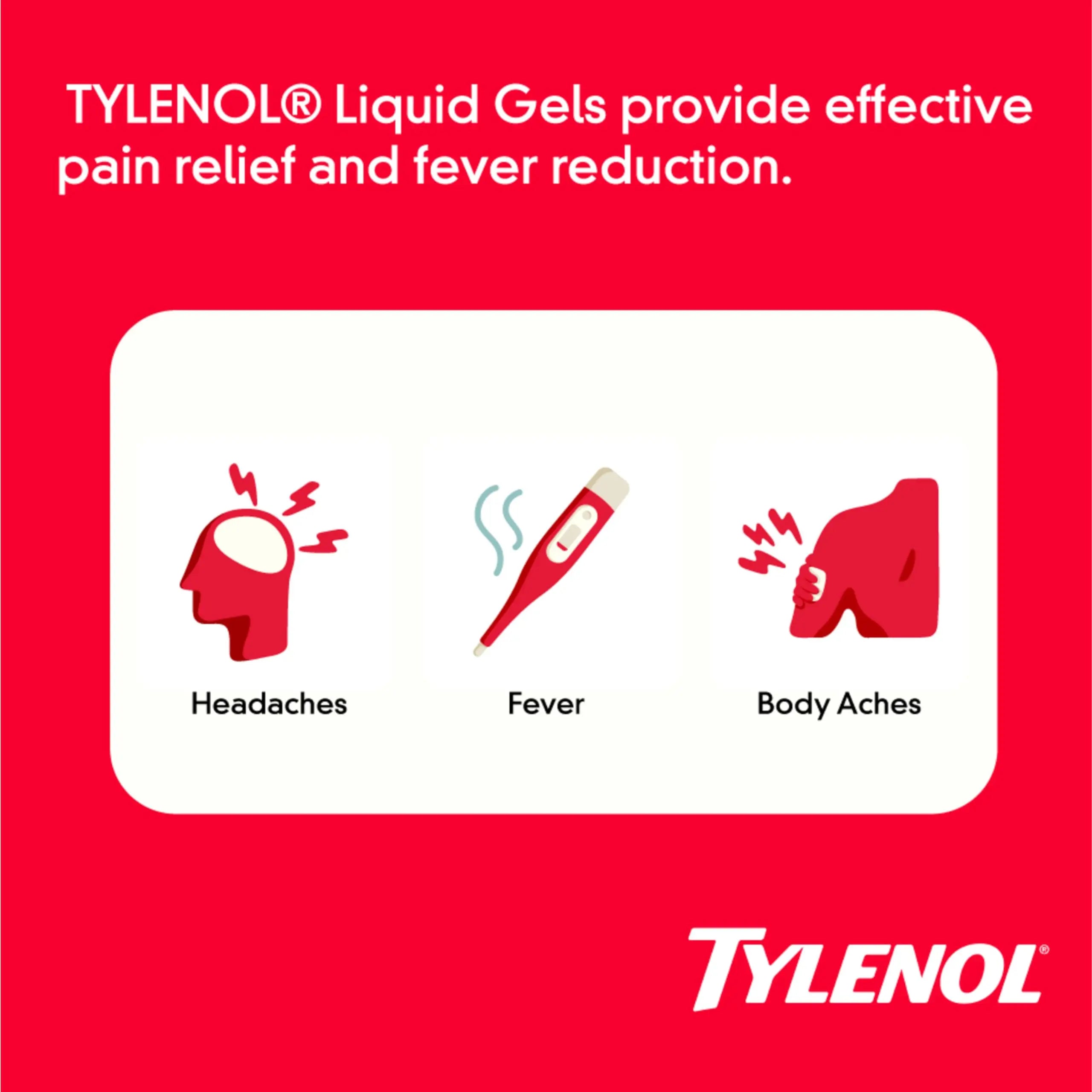 Tylenol Extra Strength Liquid Gels, Fast, Strong Pain Relief, Fever Reducer for Adults with 500 mg Acetaminophen, Fast-Acting Liquid Gel Capsules for Headaches & Minor Pain Relief, 40 Count Tylenol Au supplements