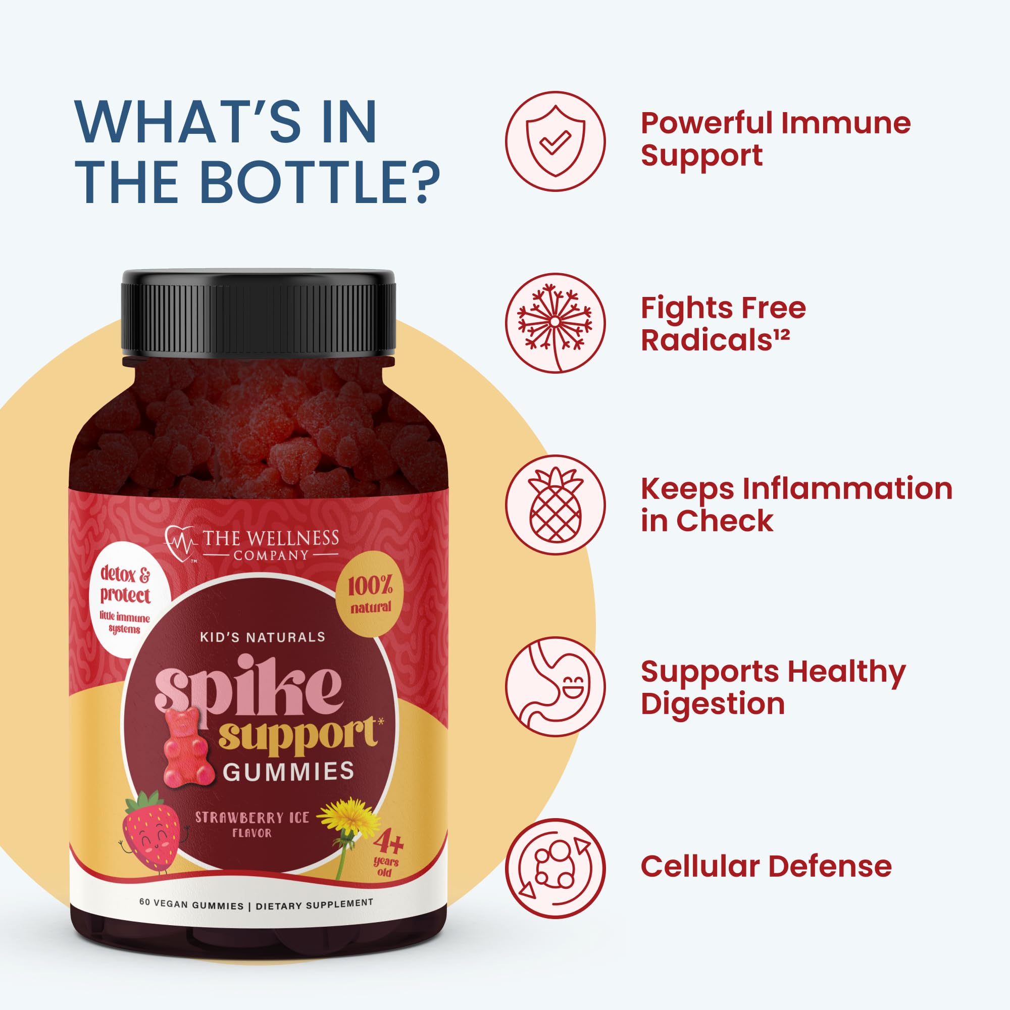Kids Naturals Spike Support Gummies – Year-Round Wellness with Vitamin C, D & Zinc | 60ct (1 Month Supply) The Wellness Company Au supplements