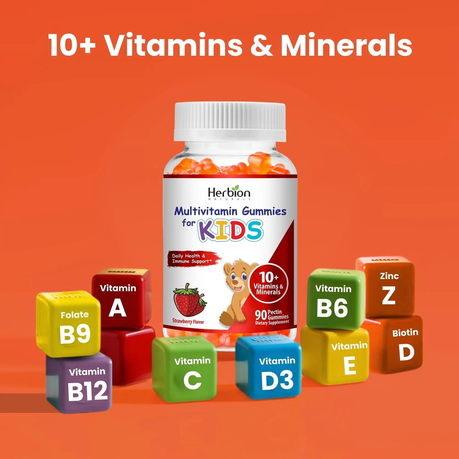 HERBION Naturals Multivitamin Gummies for Kids, Immune Support with Vitamin C, D3, B12, A, E & Zinc, Strawberry Flavor HERBION Au supplements
