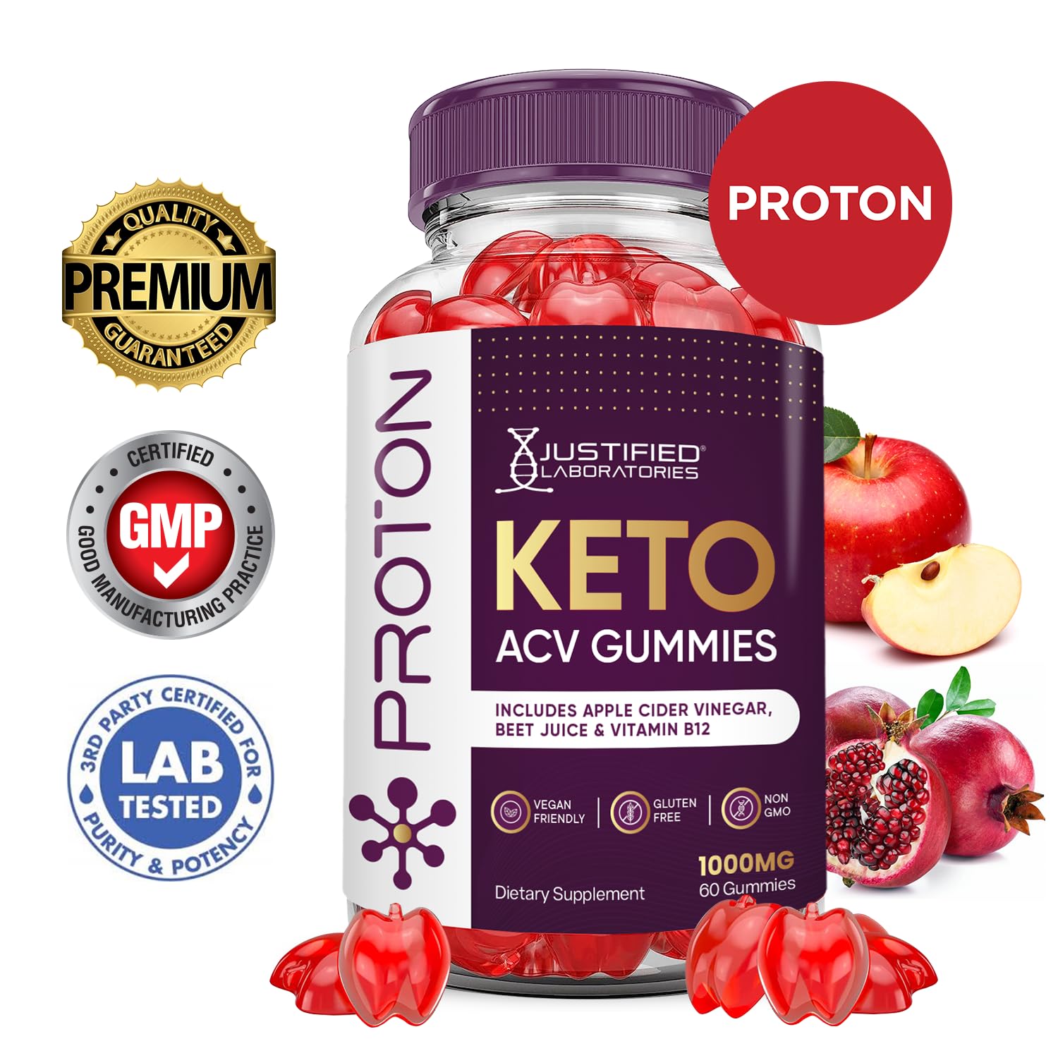 (2 Pack) Proton Protein Keto ACV Gummies Advanced Formula 1000MG Proton Keto Justified Laboratories Au supplements