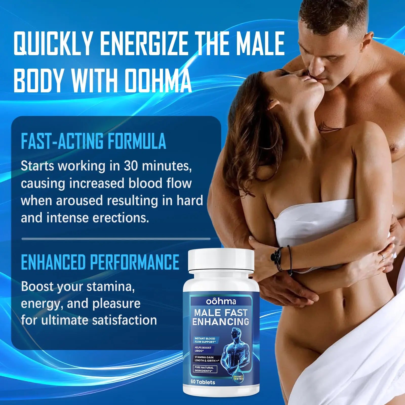 Oohma New Male Enhancing Supplement, Designed to be Fast Acting for Blood Flow to Gain Length & Girth + Stamina, Maca, Epimedium, and Other Natural Ingredients, 3rd Party Tested Supplement 60 Tablets Oohma Au supplements