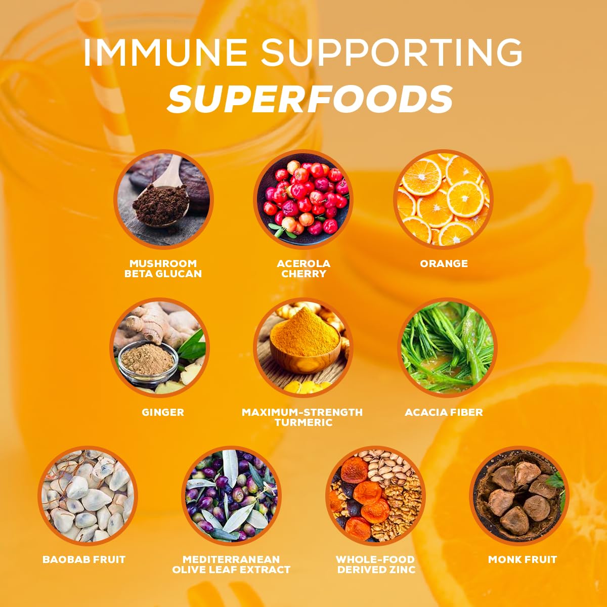 Organifi Immunity - Organic Superfood Immunity Support - 15 Single Serve Packets - Immunity Powder for T Cell Production and Upper Respiratory Health - Mushroom Beta Glucans, Vitamin C, D and Zinc Organifi Au supplements