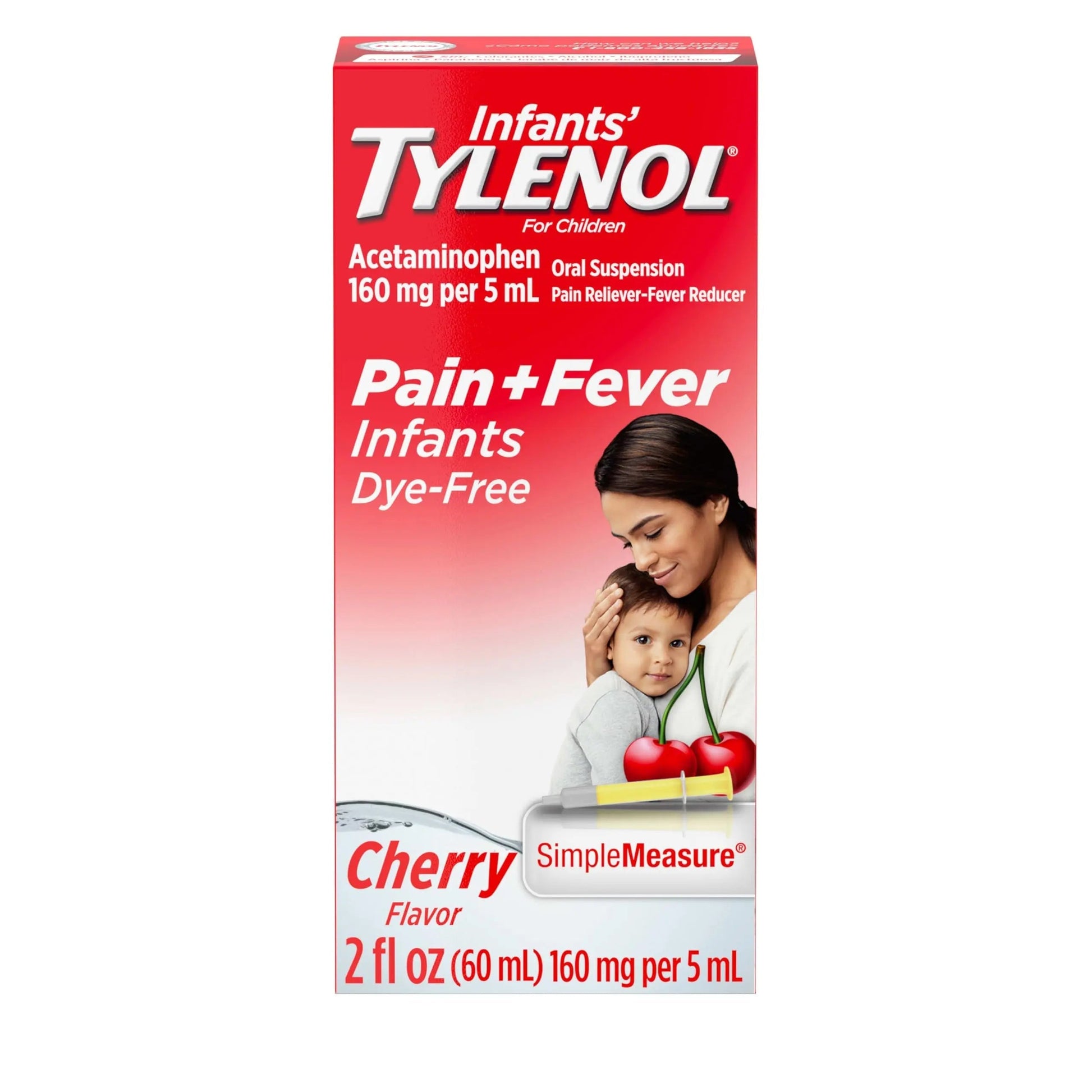 Infants' Tylenol Liquid Pain Reliever and Fever Reducer Medicine, Acetaminophen Oral Suspension for Sore Throat, Headache & Teething, Kids Fever Reducer; Dye-Free Cherry Flavor, 2 fl oz, Pack of 1 Tylenol Au supplements