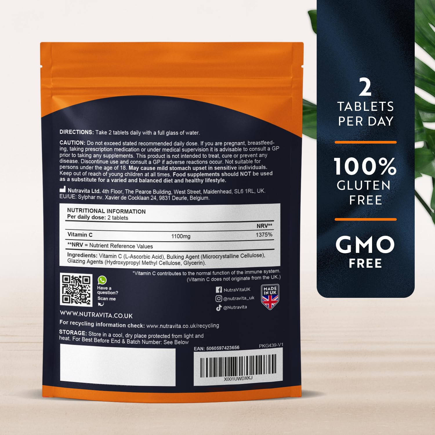 Vitamin C Tablets 1100mg – 180 Premium Vegan and Vegetarian Tablets – 3 Month Supply Nutravita Au supplements
