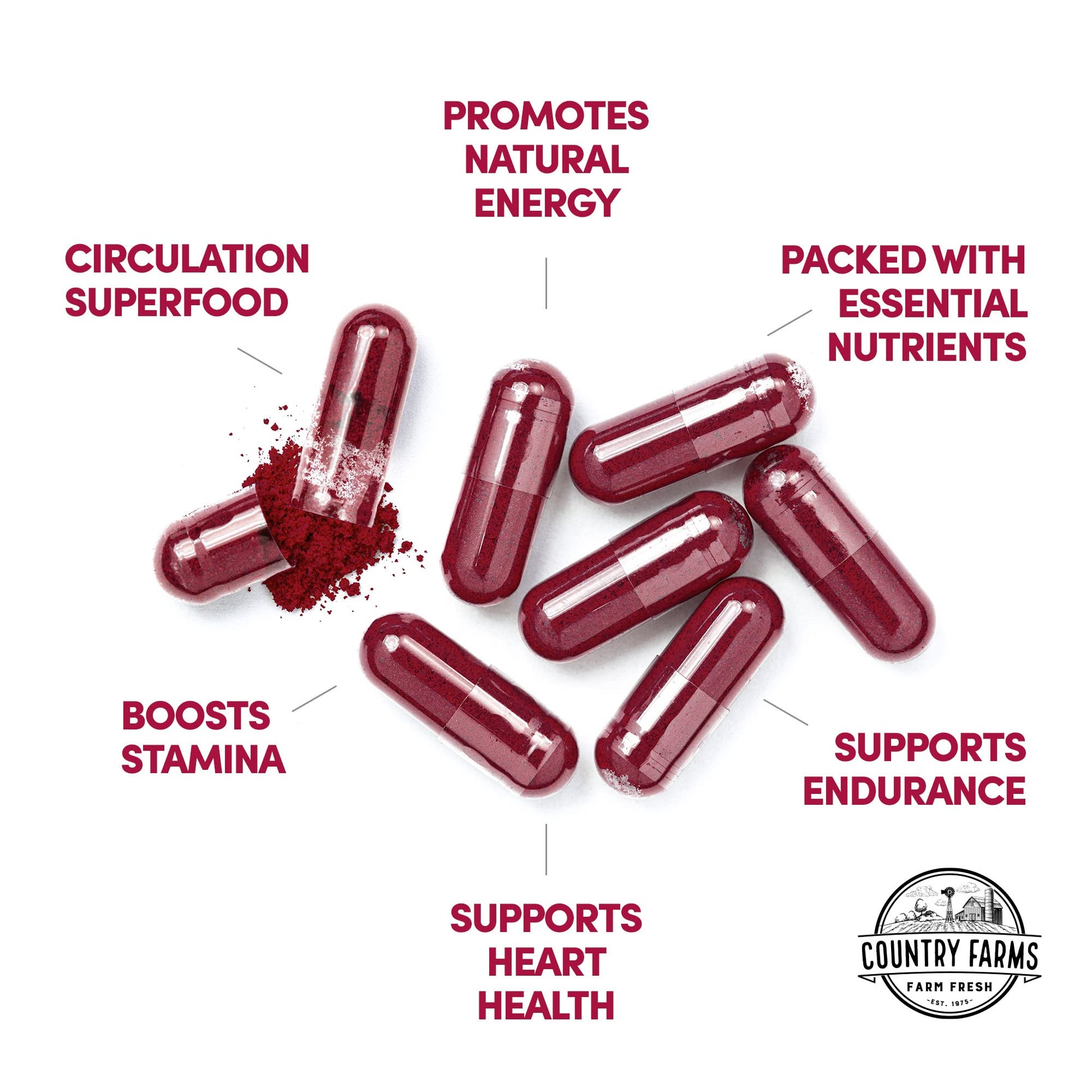 COUNTRY FARMS Bountiful Beets Root Capsules, Wholefood Beet Extract Superfood COUNTRY FARMS Au supplements