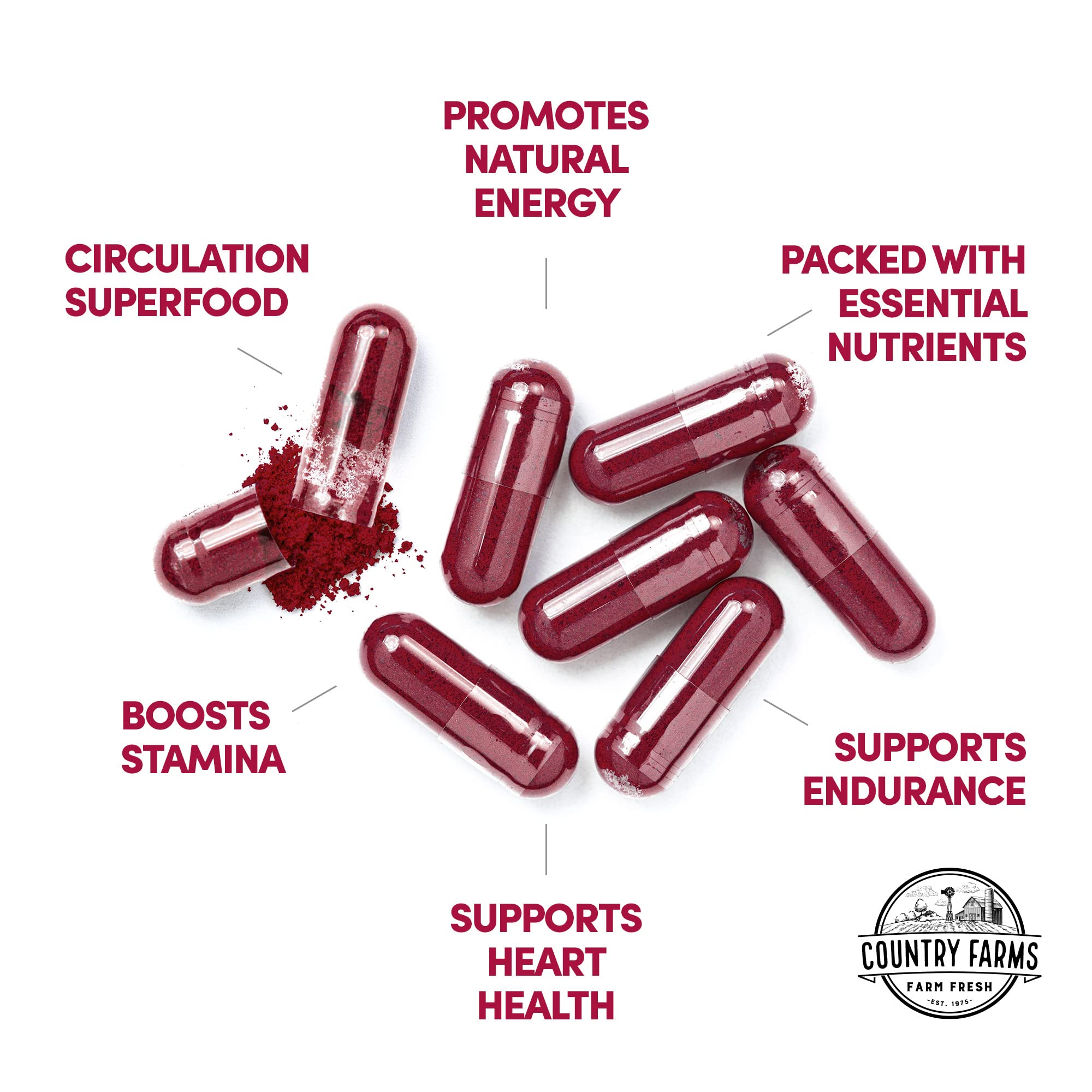 COUNTRY FARMS Bountiful Beets Root Capsules, Wholefood Beet Extract Superfood COUNTRY FARMS Au supplements