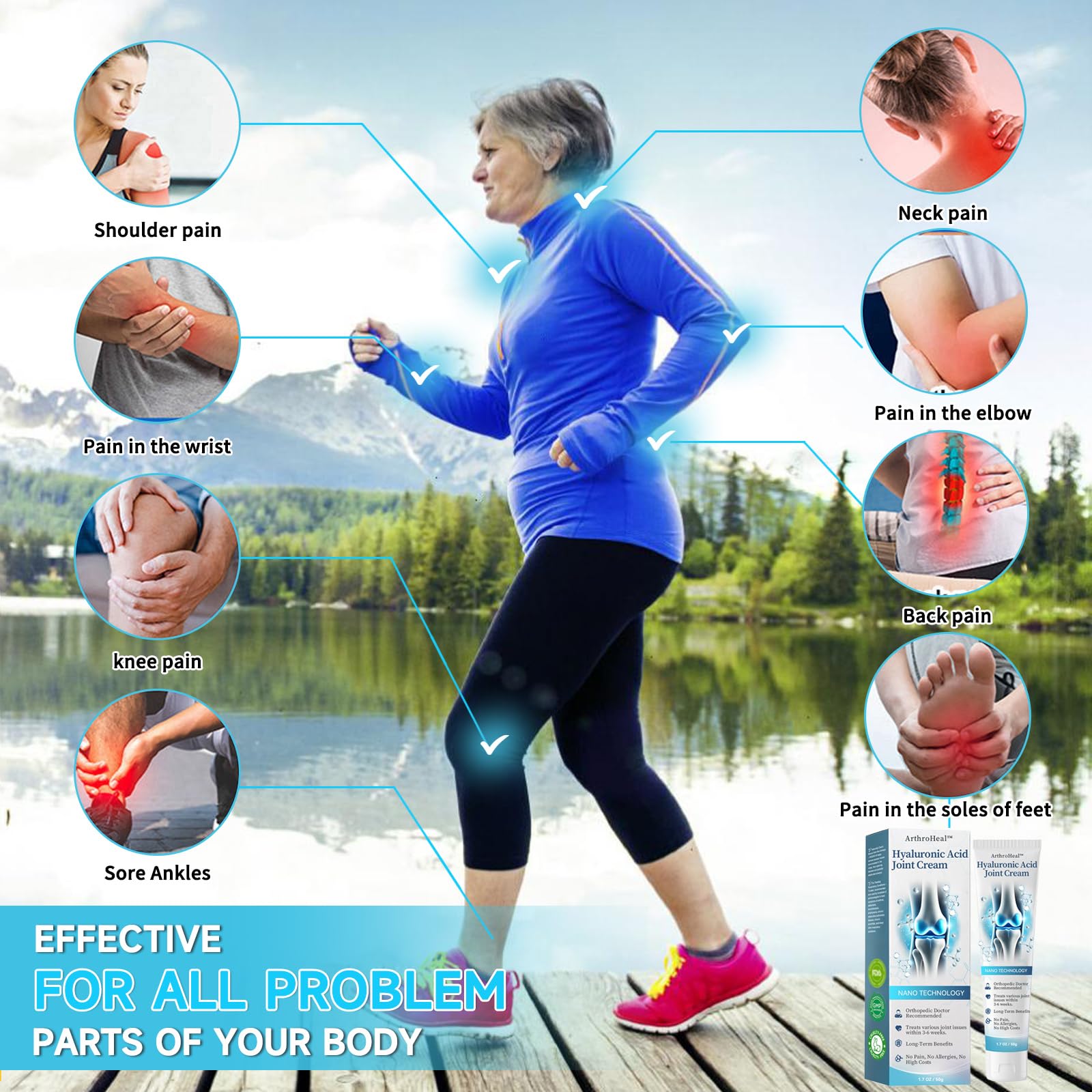 Luhaka ArthroHeal Hyaluronic Acid Joint R-epair Cream,ArthroHeal Joint Cream,Quickly relieve joint discomfort, Quickly relieve joint discomfort, suitable for joint activities throughout the body (1) Luhaka Au supplements