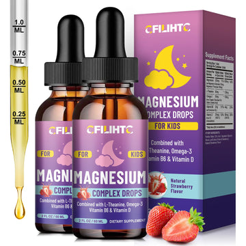 Kids Magnesium Liquid Drops-Magnesium Glycinate Liquid for Kids Supplement-w/L-theanine, Omega-3, Vitamin B6, D3 - for Sleep, Relaxation, Brain, Bones - 4 Fl Oz Children's Calm CFILIHTC Au supplements